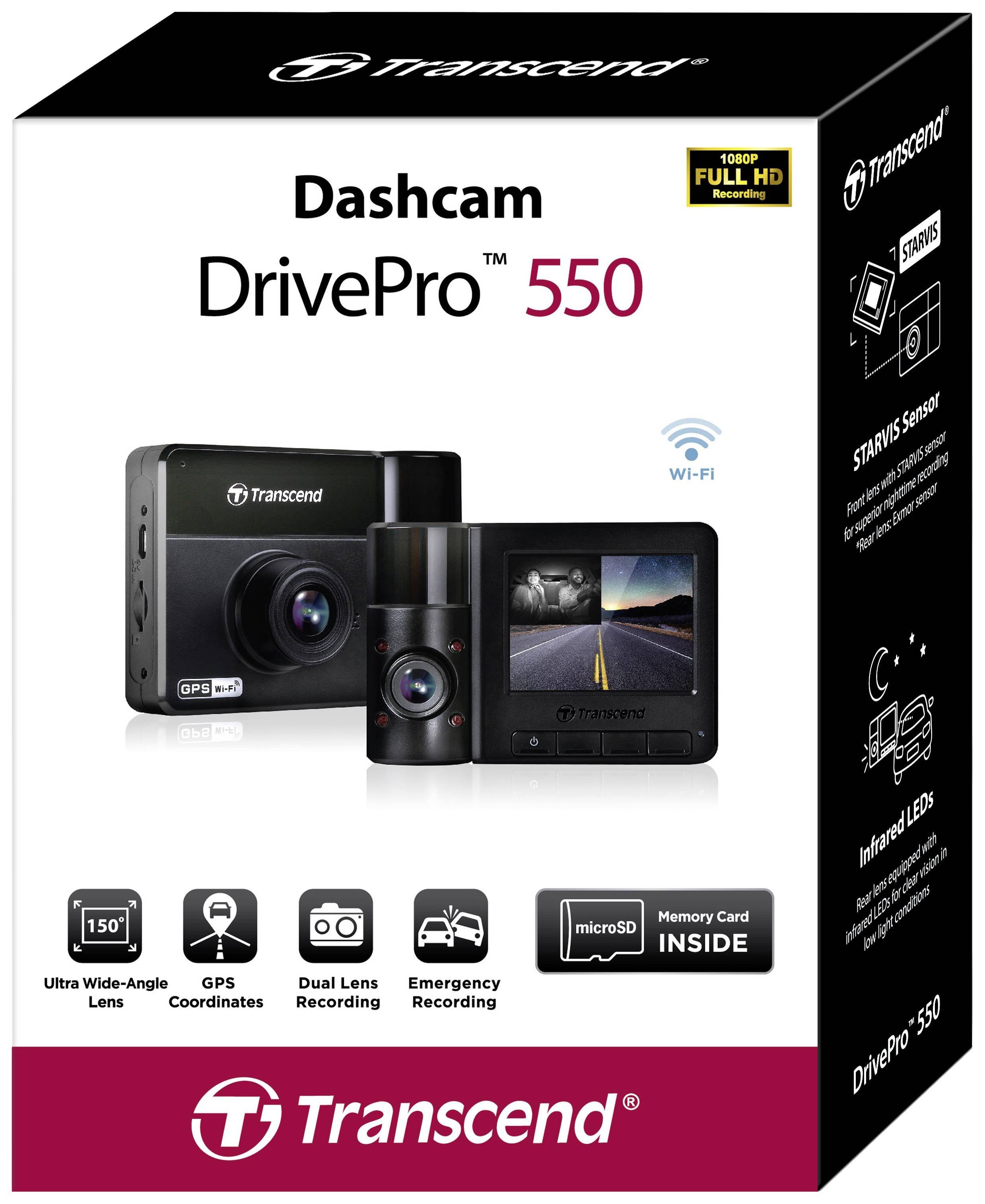 Transcend TRANSCEND Dashcam DrivePro 550 64GB Dual 1080P Sony sensor Camcorder