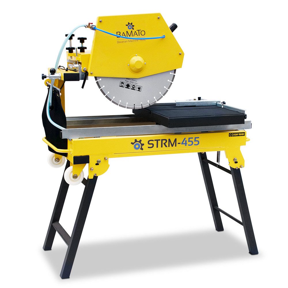 BAMATO Steintrenner STRM-455 Steintrennmaschine 2,2 kW 450mm Diamanttrennscheibe 230V, 45° schwenkbar, 150mm Schnitthöhe, Steinsäge, Kühlung, Fahrwerk