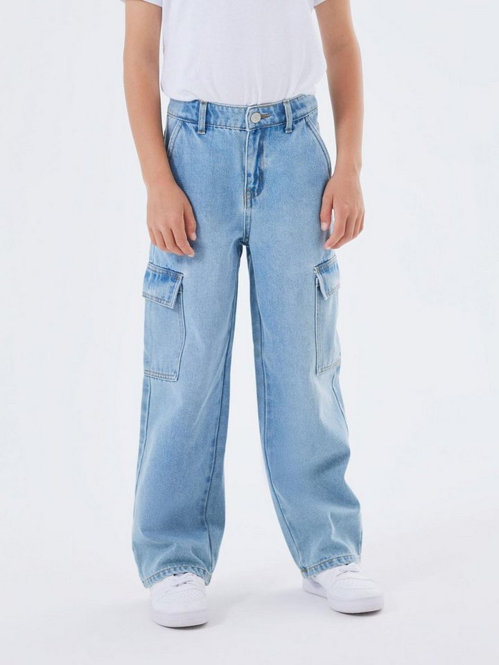 Name It Weite Jeans NKFROSE HW WIDE CARGO JEANS 6190-BS NOOS, Used-Optik  verleiht dem Artikel mehr Charakter