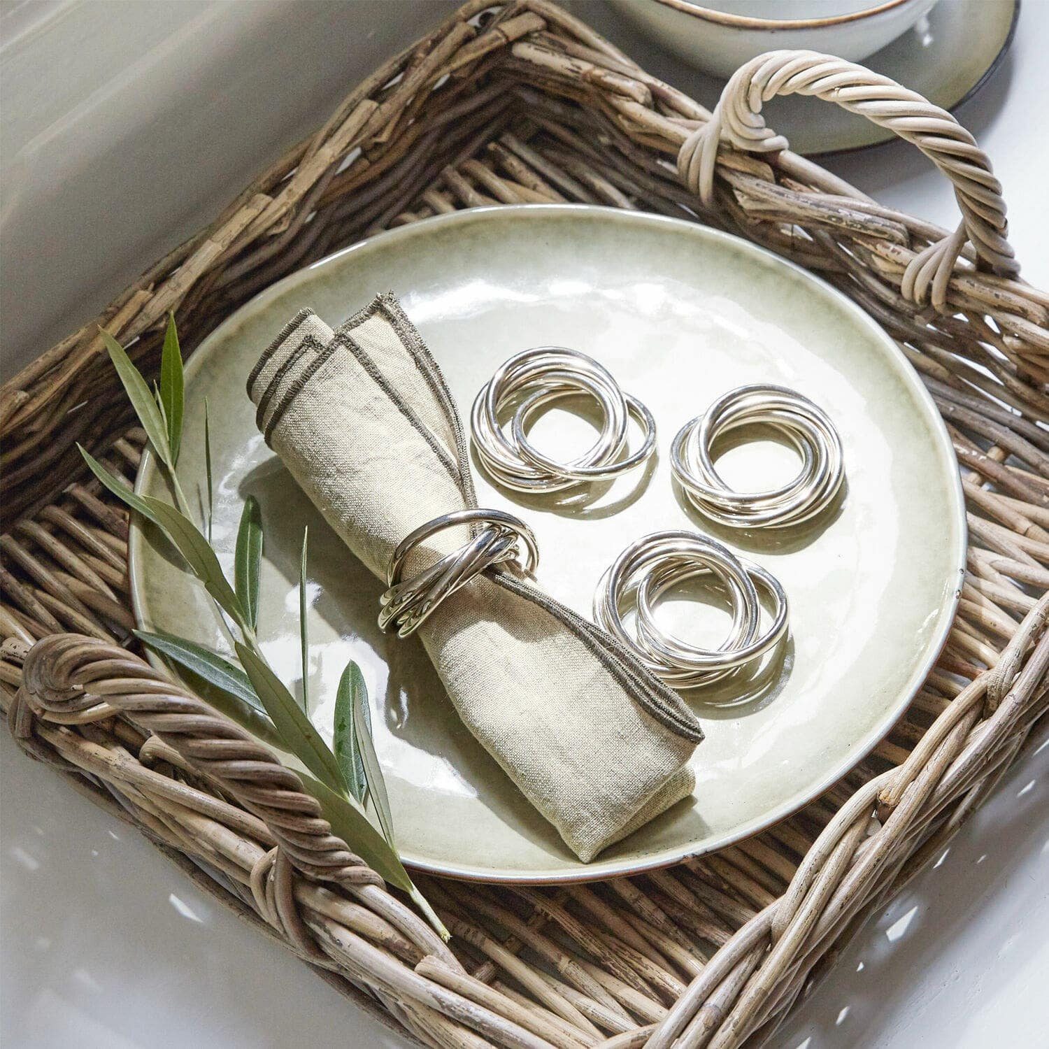 Mirabeau Serviettenring Serviettenring 4er Set Limche silber, Messing