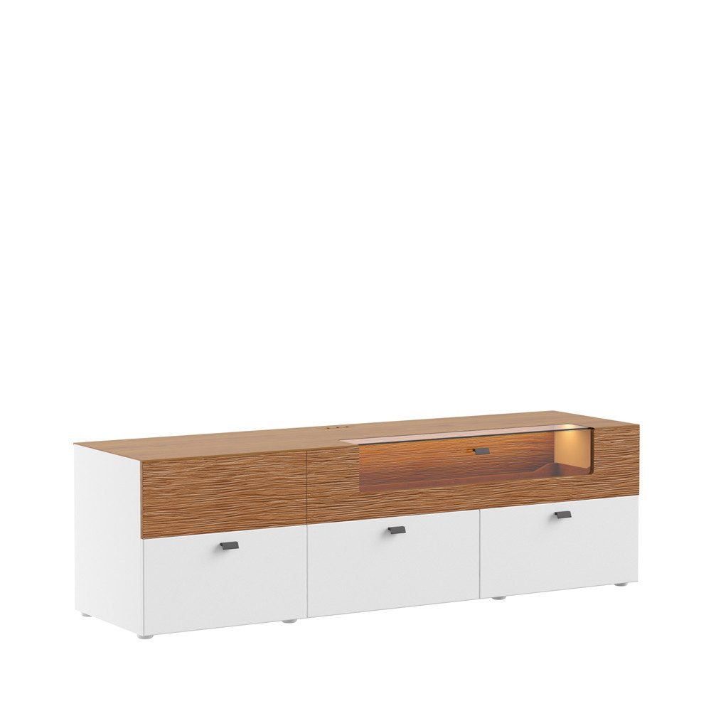 Lowboard Modernes TV-Lowboard aus Holz in Weiß mit skandinavischem Design