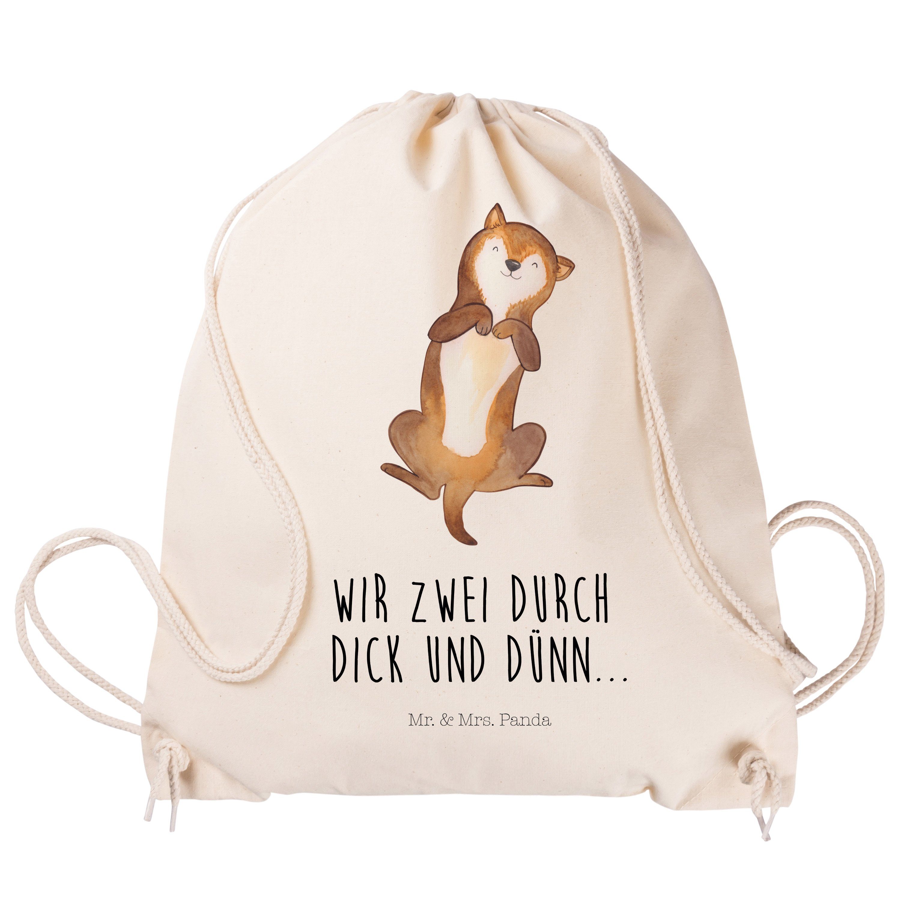 Geschenk, Mr. Turnbeutel Sporttasche Transparent Bauchkraulen - Tierliebhaber, & Mrs. (1-tlg) Panda Hund -