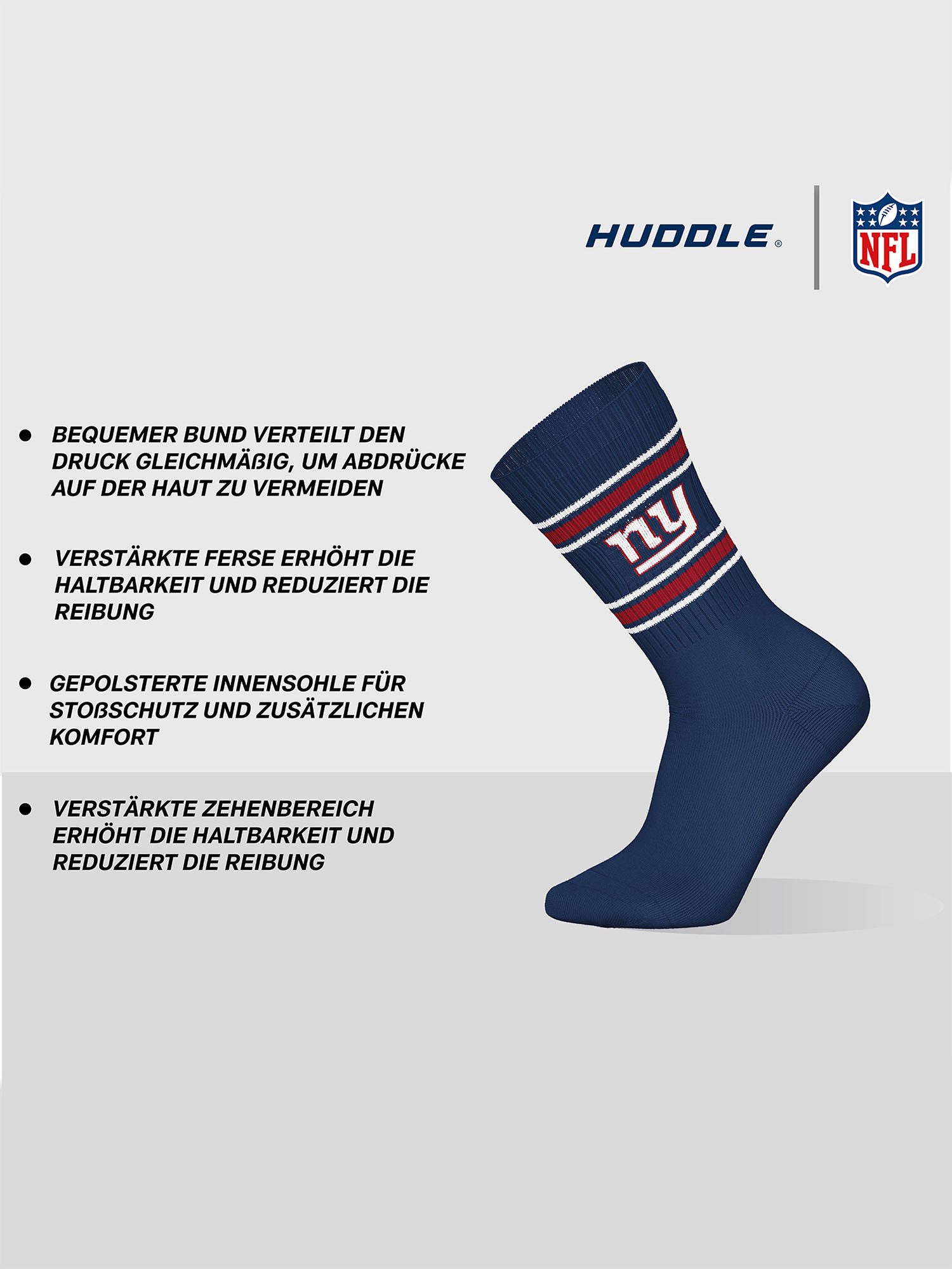 NFL Freizeitsocken NY Giants Crew (6-Paar) Casual Socken, Alltagssocken, Bequeme Socken