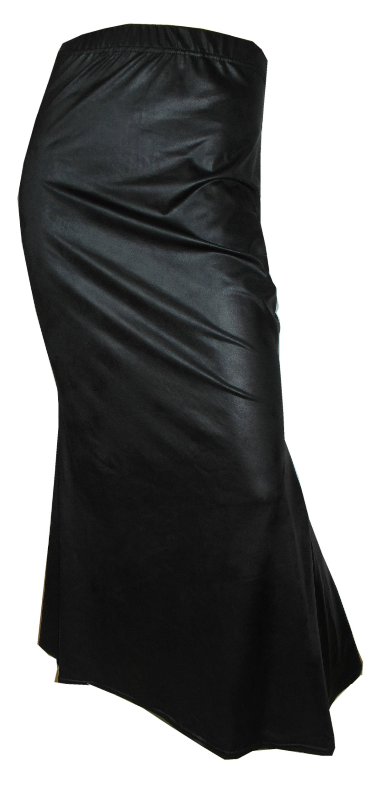 Einkaufszauber Lederimitatrock Langer Schwarzer Rock Lederoptik Schwarz - b günstig online kaufen