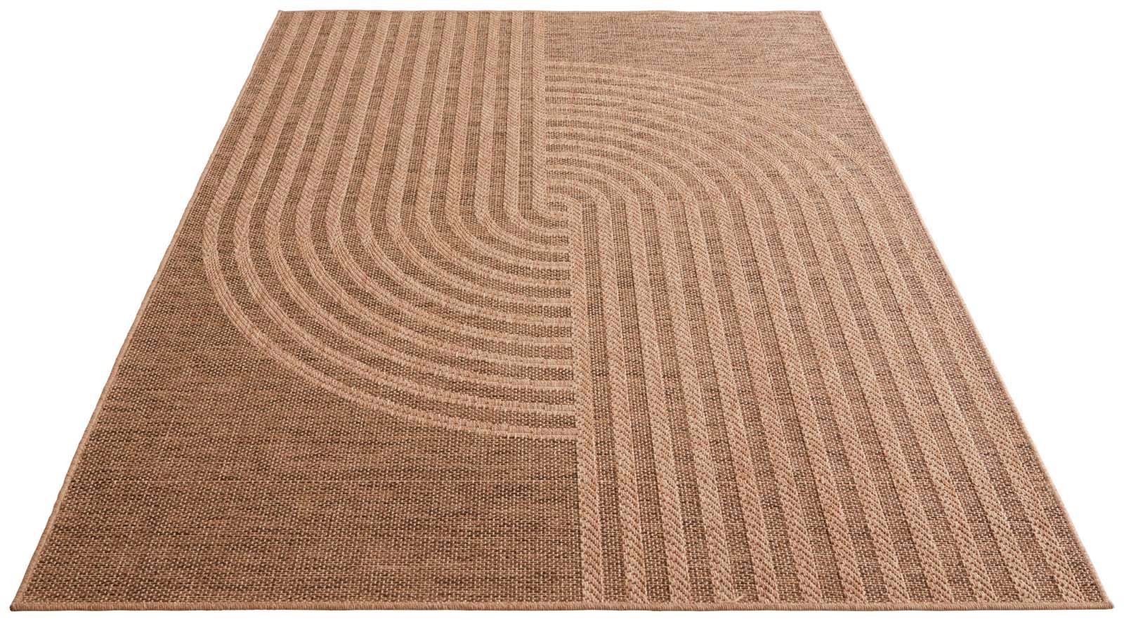 TaraCarpet Teppich TaraCarpet Borneo Talco Outdoor Teppich – Wetterfester Indoor & Outdoo, rechteckig, Höhe: 6 mm, Küche Wohnzimmer Terrasse Garten Balkon beige 80x150