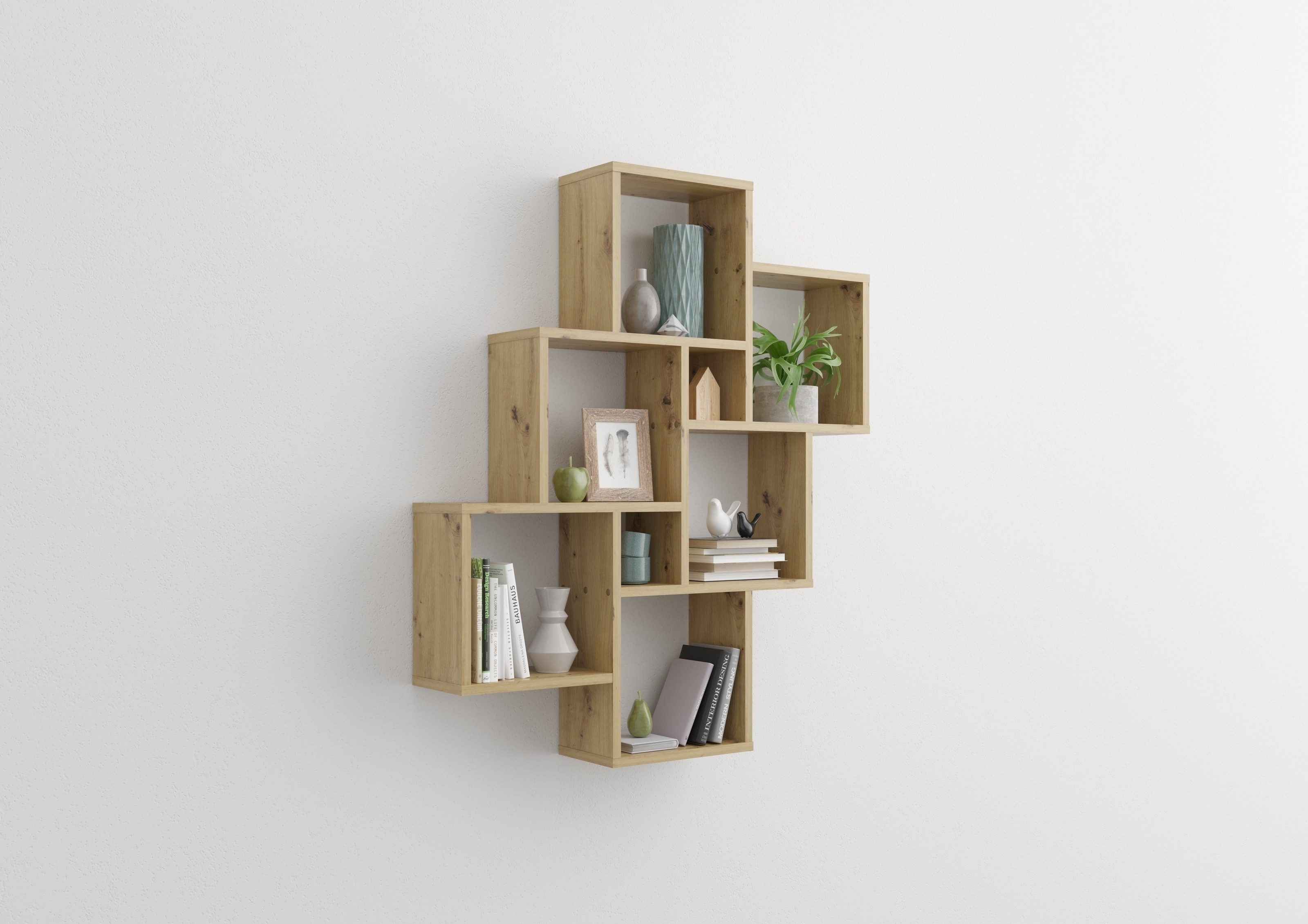 PREISBRECHER Wandregal LAURIO 2, in Artisan Eiche Dekor - 81,2x94,3x15,7cm (BxHxT)