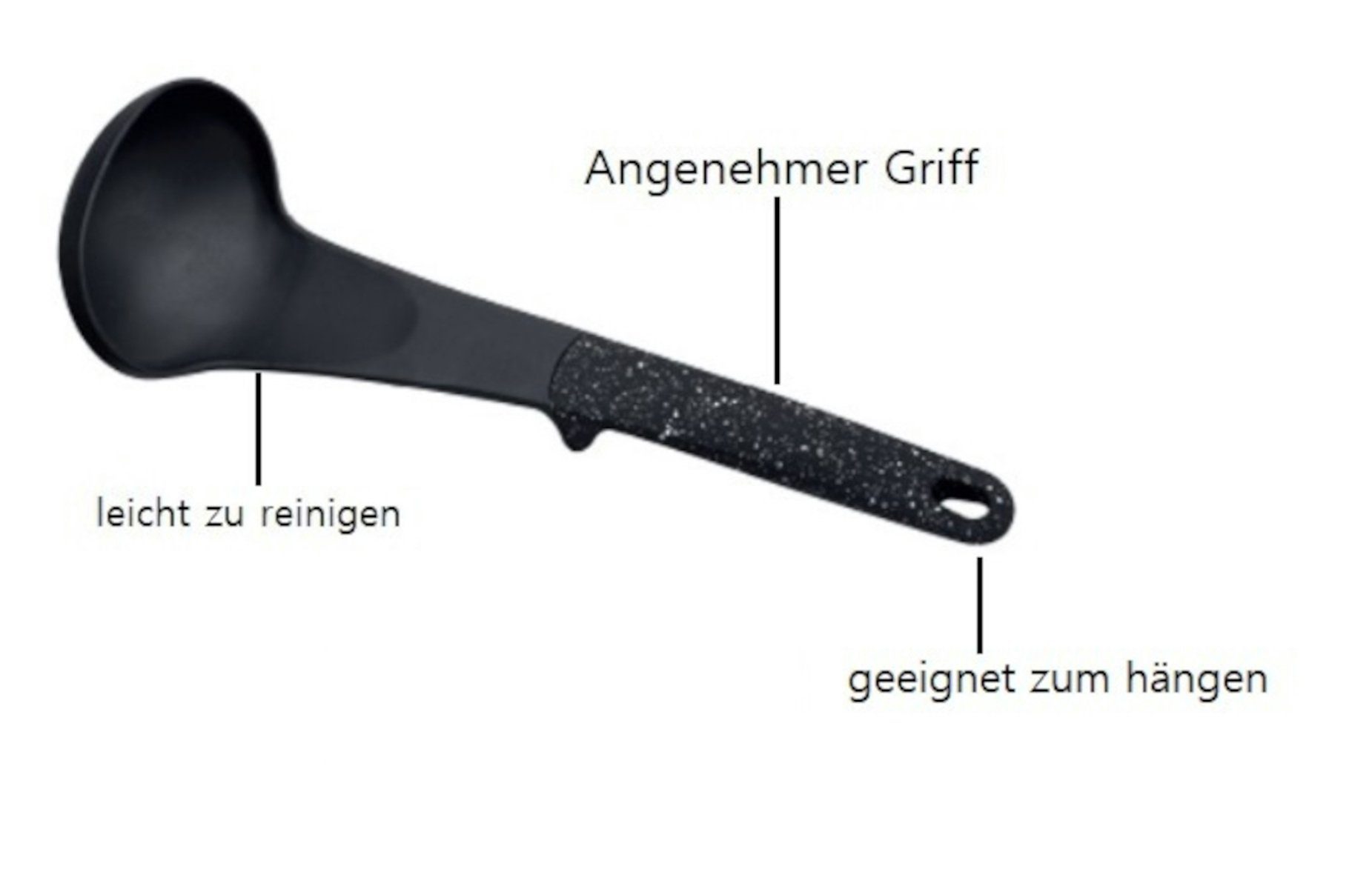 Cheffinger Topf-Set Cheffinger Kochbesteck Küchenhelfer Set 7-teilig, Schwarz