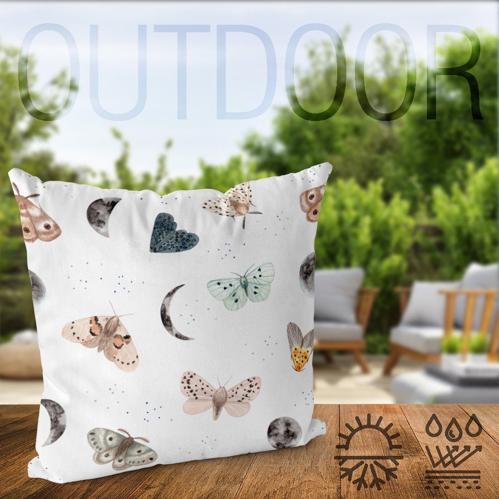 Garten Tiere Schmetterlinge Sofa-Kissen Insekten Modern (1 Motten Stück), VOID Kissenbezug, Frühling Balkon Wiese Sommer Skandinavisch Tiere