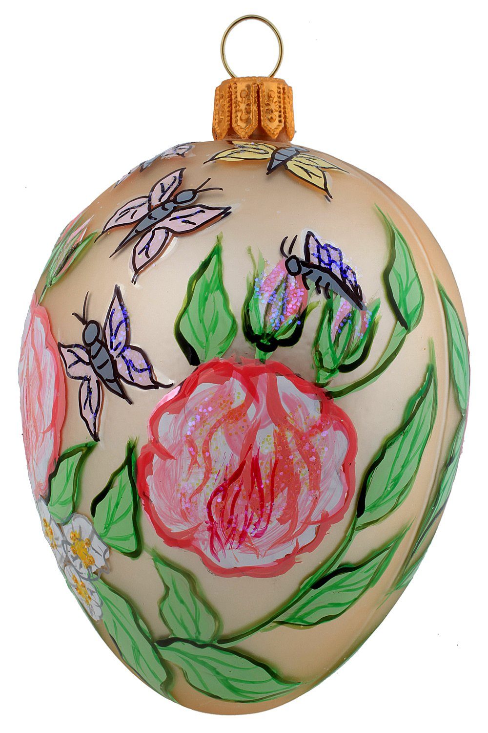 Hamburger Weihnachtskontor Osterei Royal (1-tlg), - Schmetterlinge Egg mundgeblasen handdekoriert