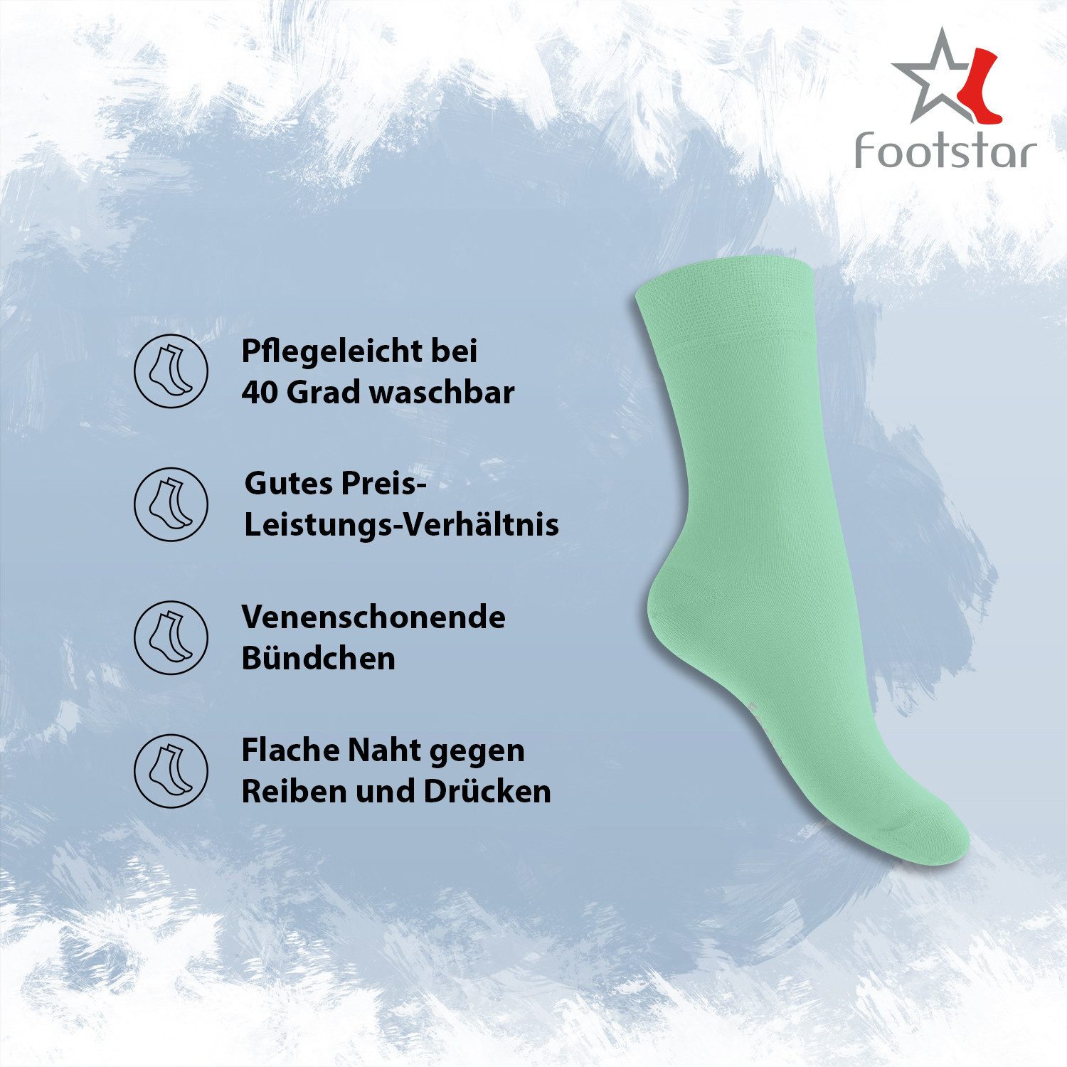 Footstar Basicsocken EVERYDAY! 10 PAAR Damen Herren Socken mit Baumwolle Basic Socken – Bild 2 von 3