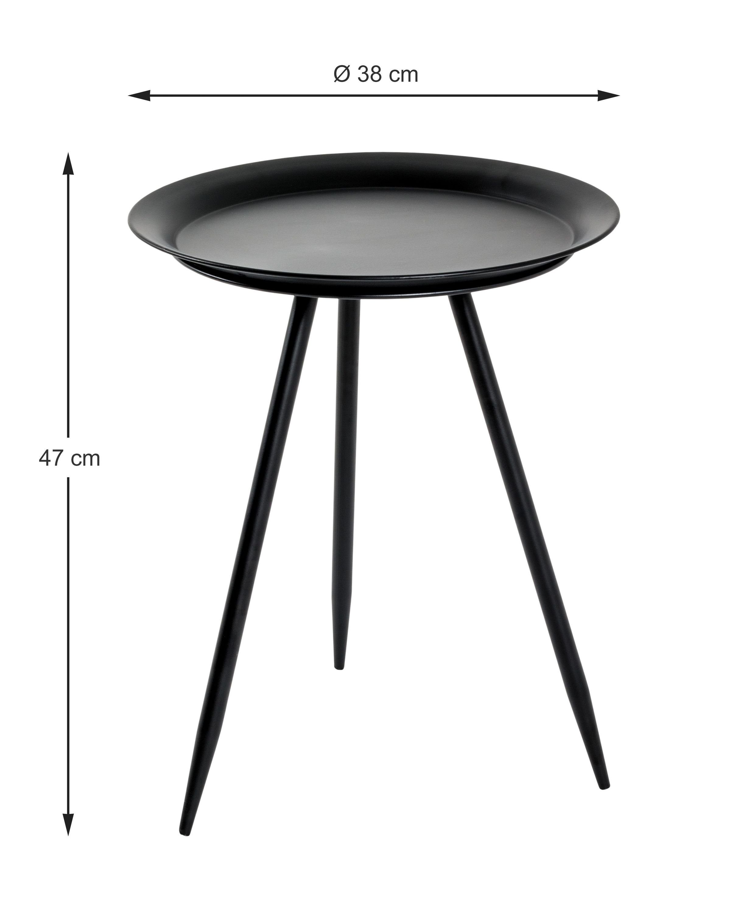 Möbel Kaffeetisch HAKU cm) (DH 38x47 cm 38x47 schwarz HAKU Beistelltisch, Beistelltisch DH Beistelltisch