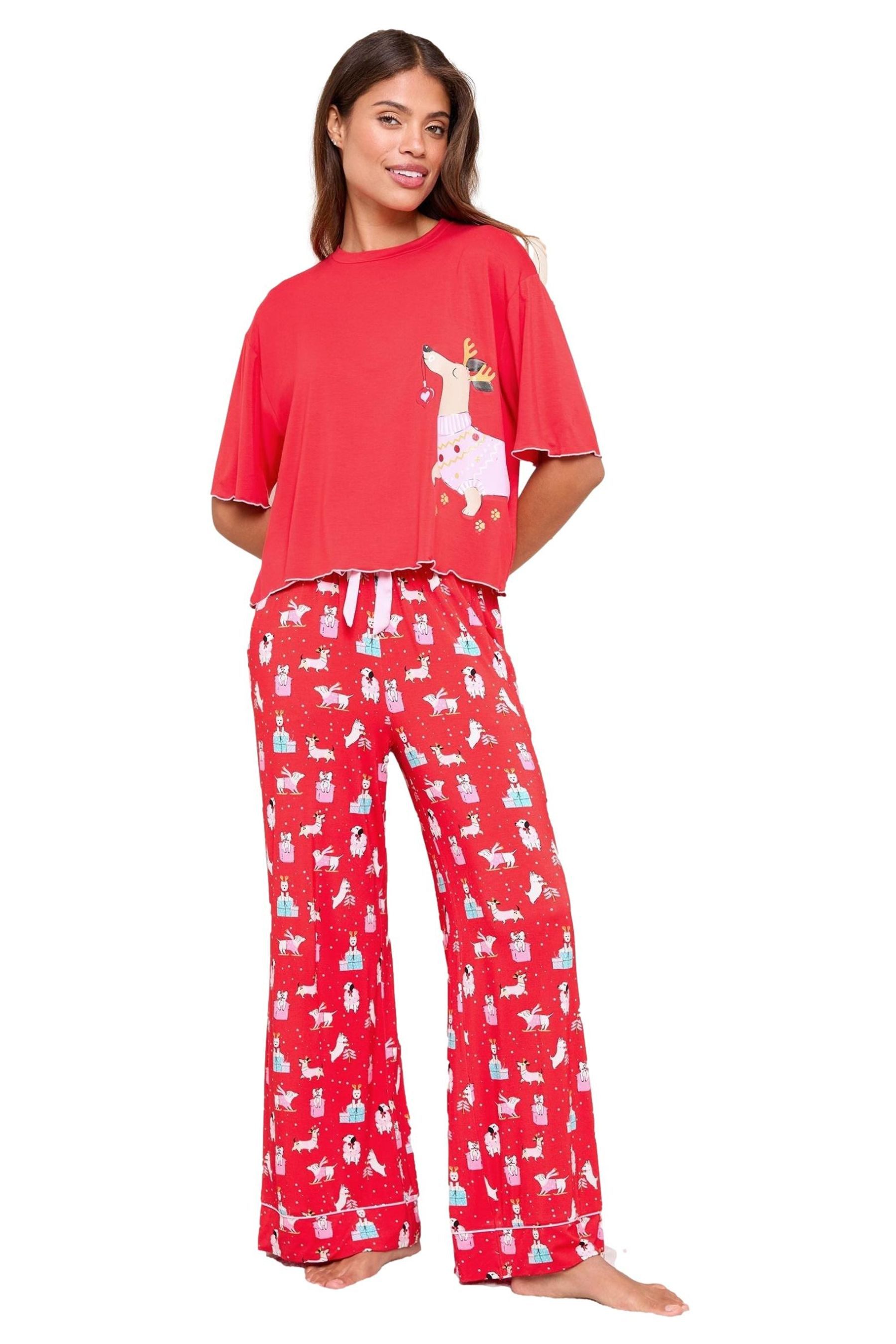 LIPSY Pyjama Lipsy Kurzärmeliger Weihnachtsschlafanzug (2 tlg)
