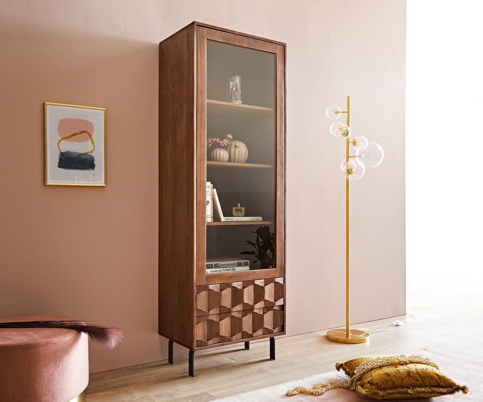 DELIFE Vitrine Fevo Akazie Braun 60x180 günstig online kaufen