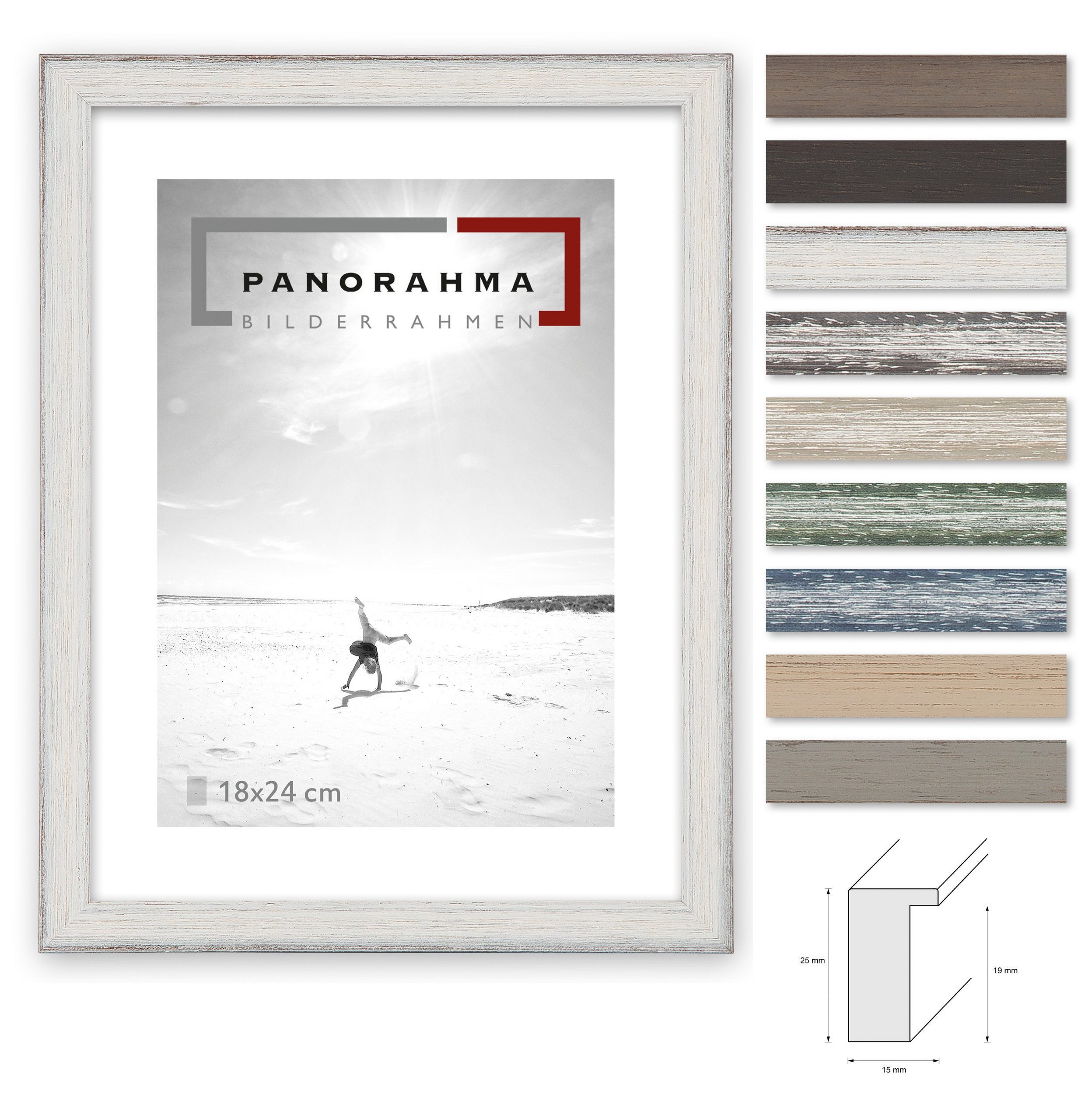 Panorahma Bilderrahmen Holz Bilderrahmen mit Normalglas, Antireflexglas oder Museumsglas UV70, für 1 Bilder (1 Rahmen), 1 Rahmen, echtes Glas