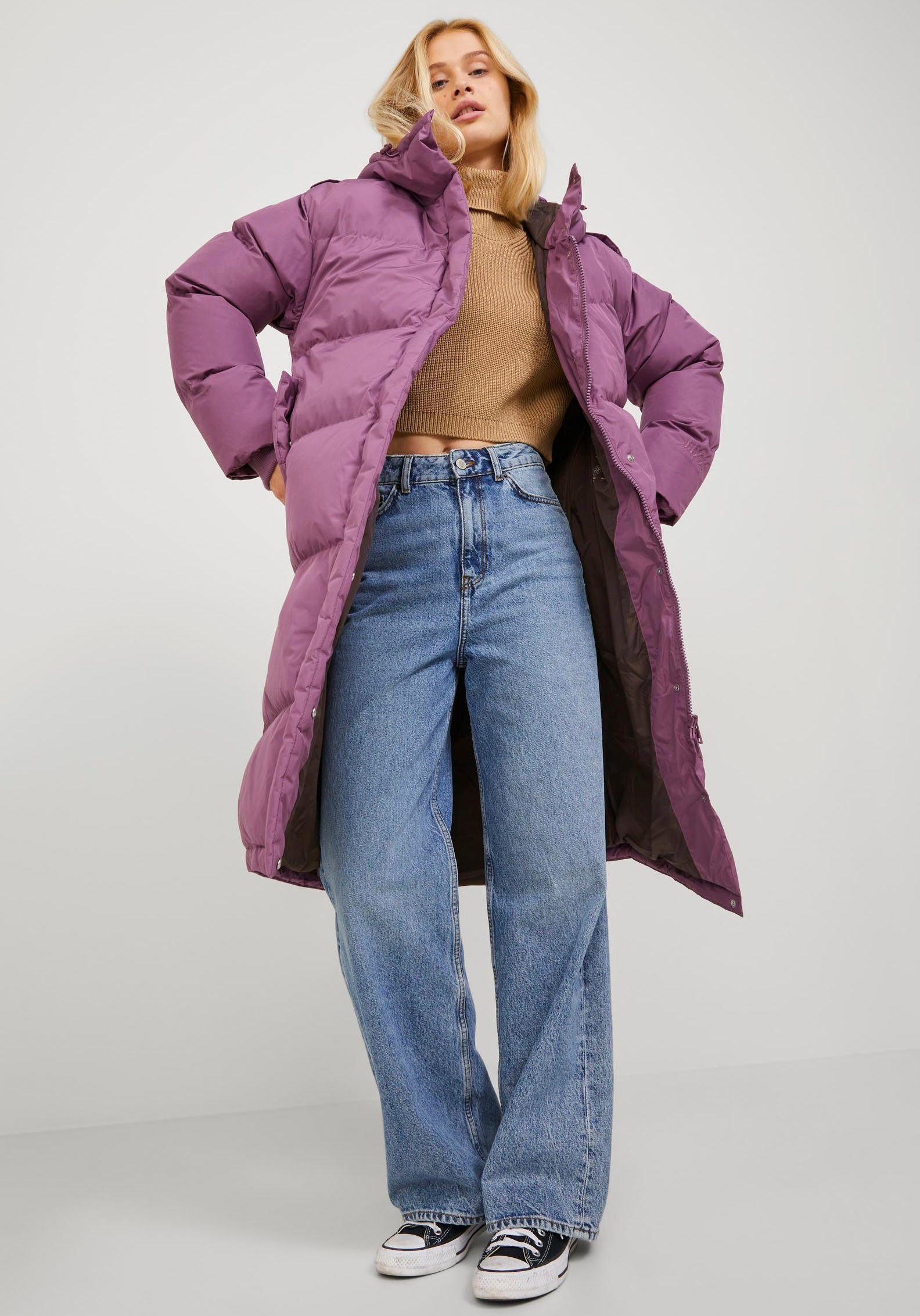 JJXX Steppmantel JXCAROL NOTE MEDIUM Kapuze berry SN PUFFER mit JACKET conserve