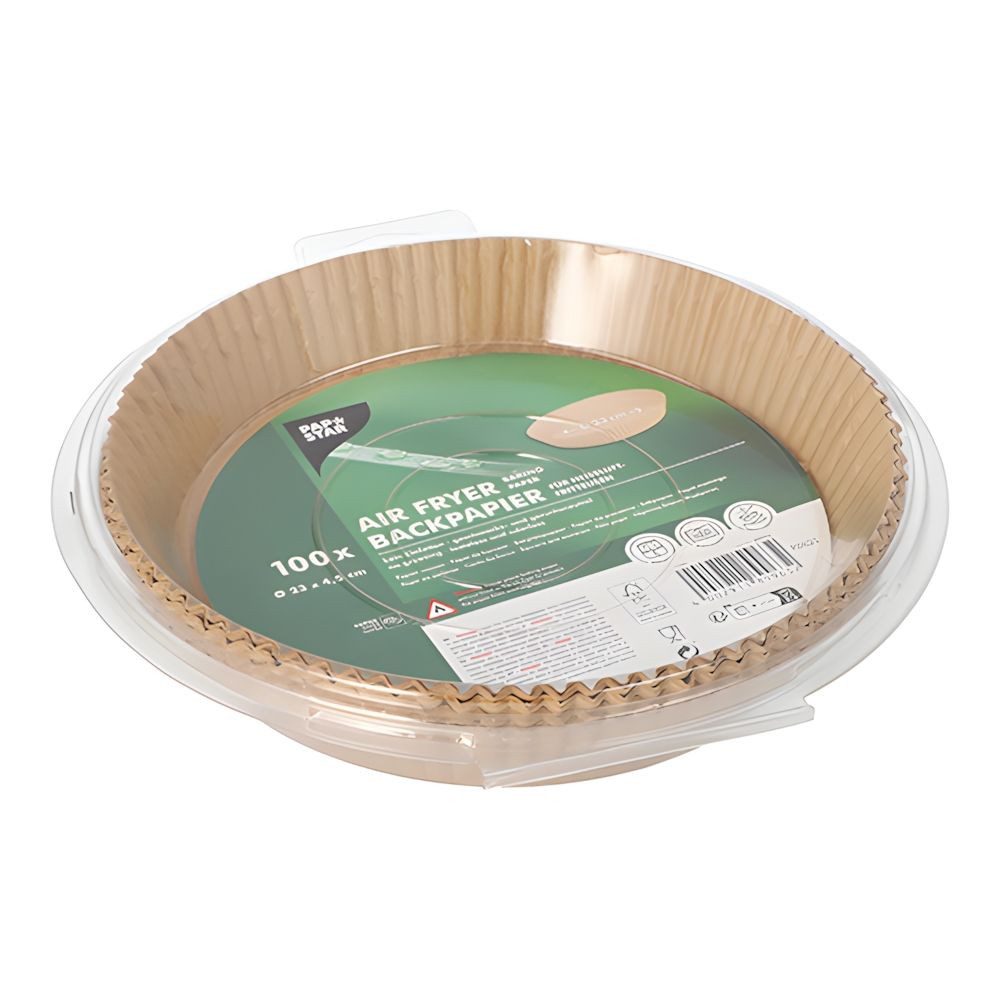 PAPSTAR Backpapier Backpapiere Ø 23 cm, 4,5 cm braun für Heißluftfritteusen 100 Stk