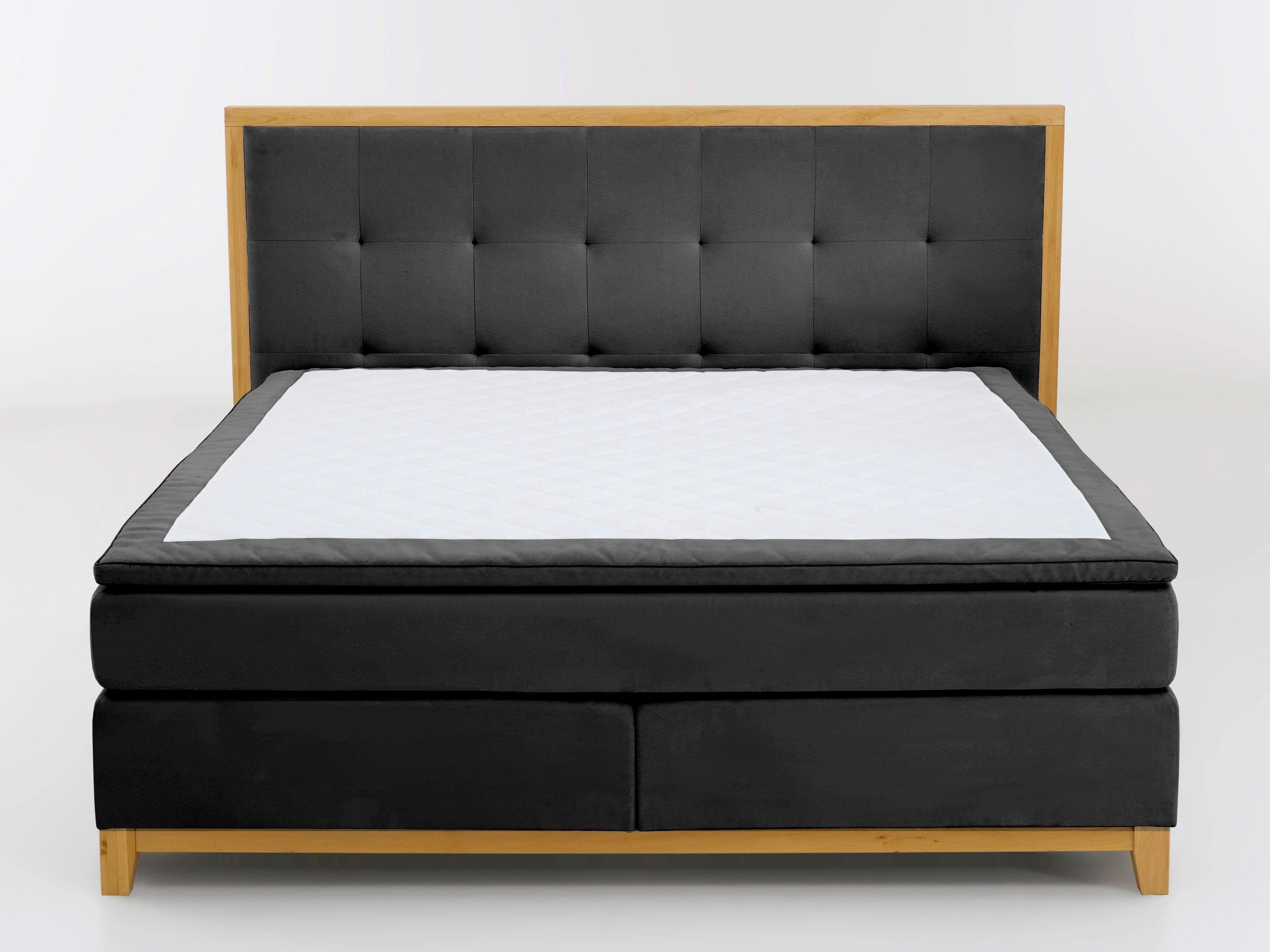 Home affaire Boxspringbett Sonja, mit Steppung im Kopfteil und Holzrahmen, inklusive Topper