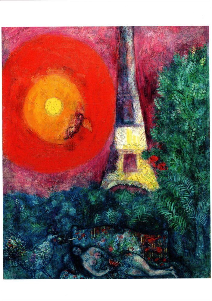 Postkarte Kunstkarte Marc Chagall "Der Eifelturm"