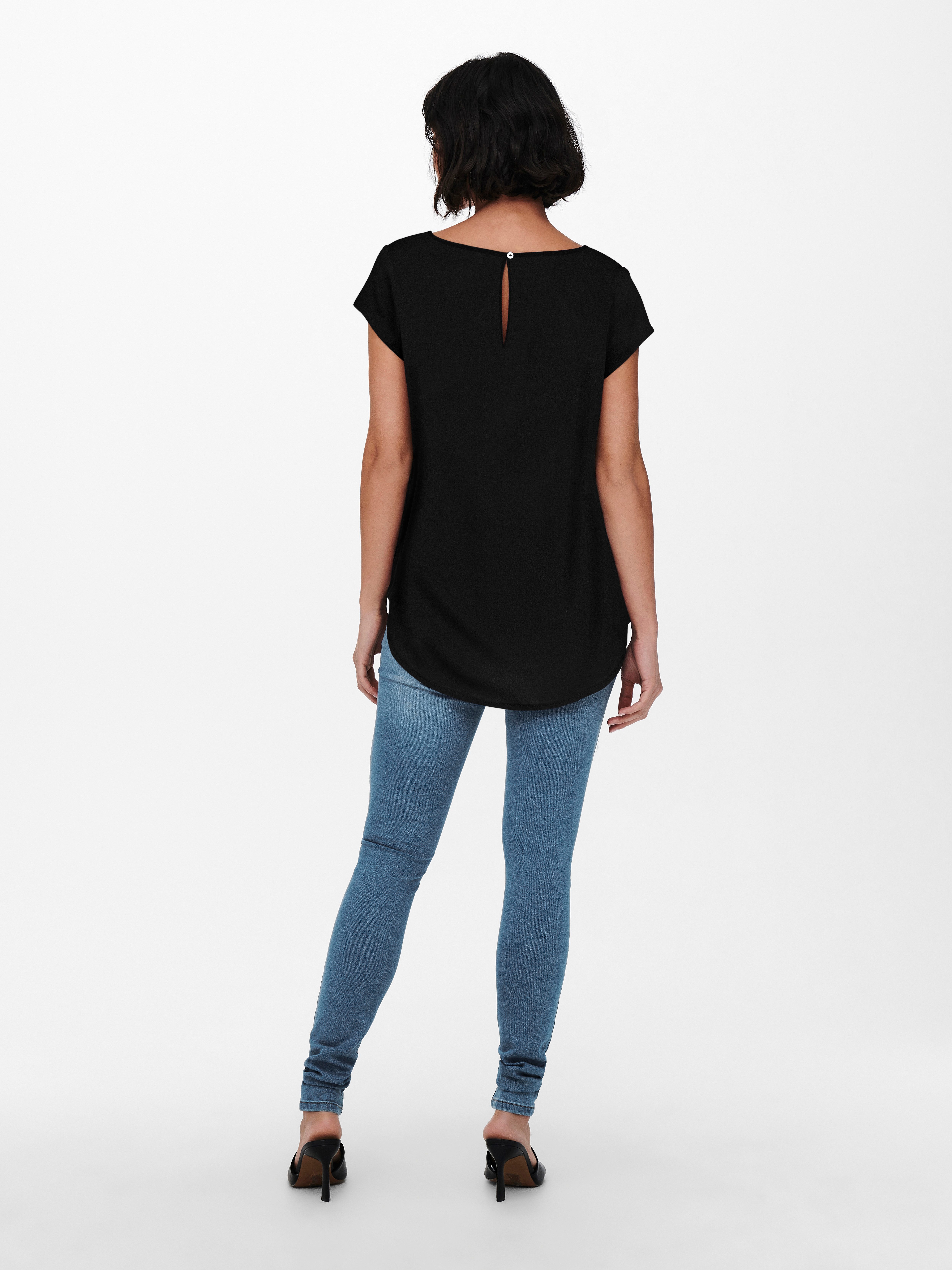 ONLY Shirtbluse ONLNOVA LIFE S/S TOP AOP PTM Viskose, regular fit, Rundhals