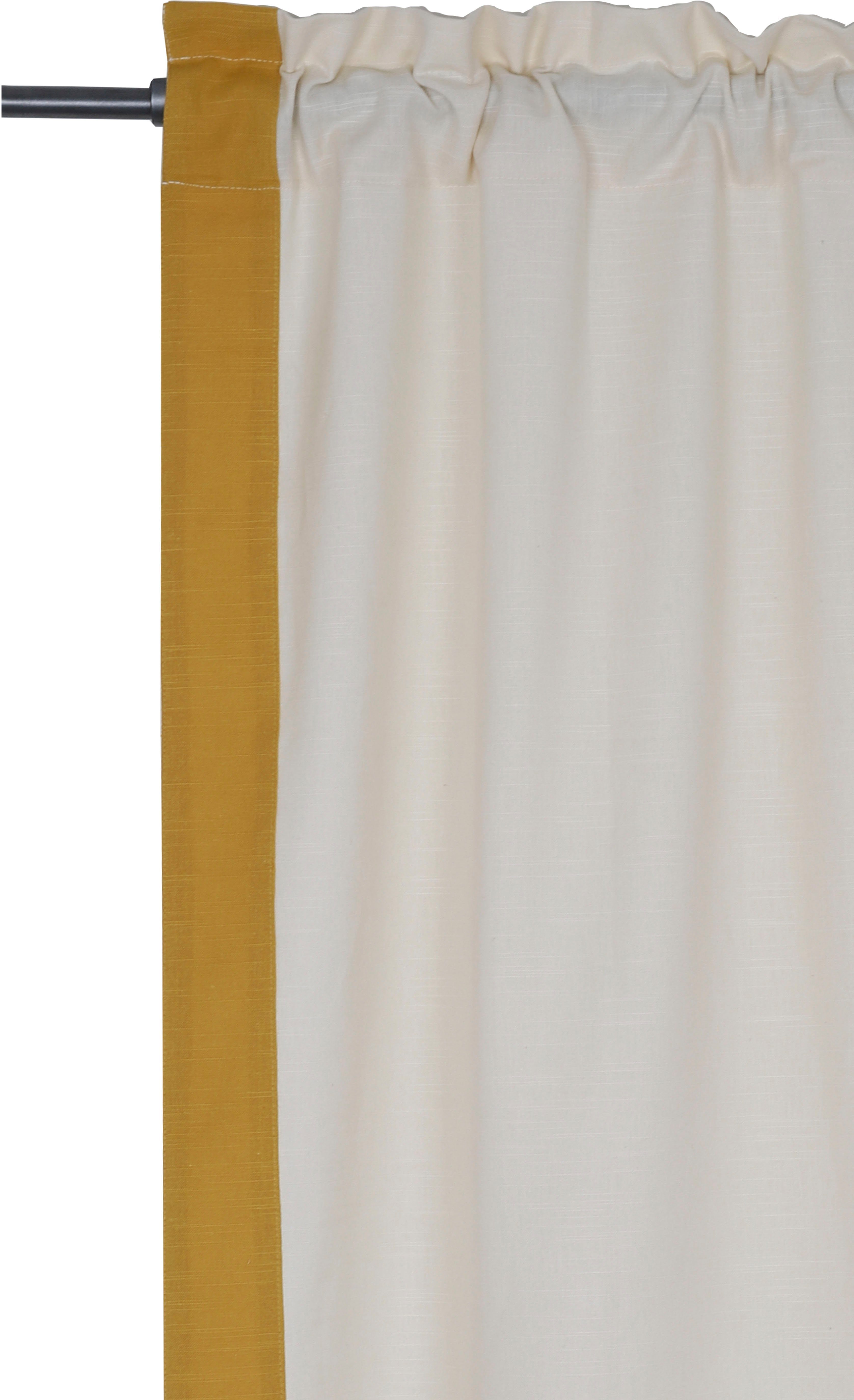 Vorhang Matias, andas, Stangendurchzug (1 verschiedene blickdicht, St), beige/senfgelb monochrom, blickdicht, Größen