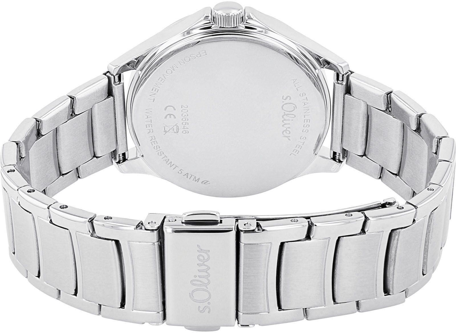 s.Oliver Quarzuhr 2036546, Armbanduhr, Damenuhr, Edelstahlarmband, analog günstig online kaufen