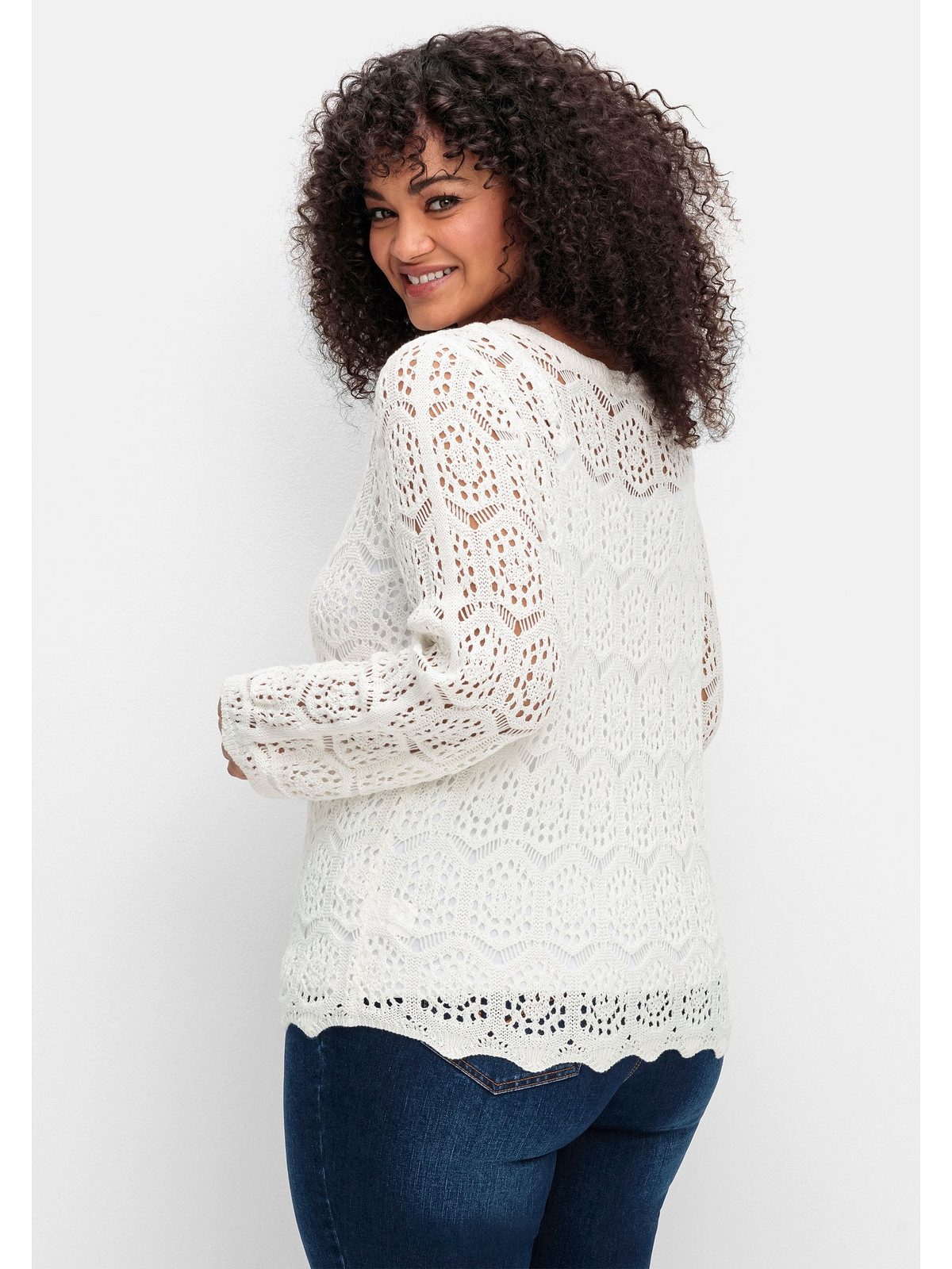 sheego by Joe Browns Strickjacke Große Größen aus transparenter Häkelspitze