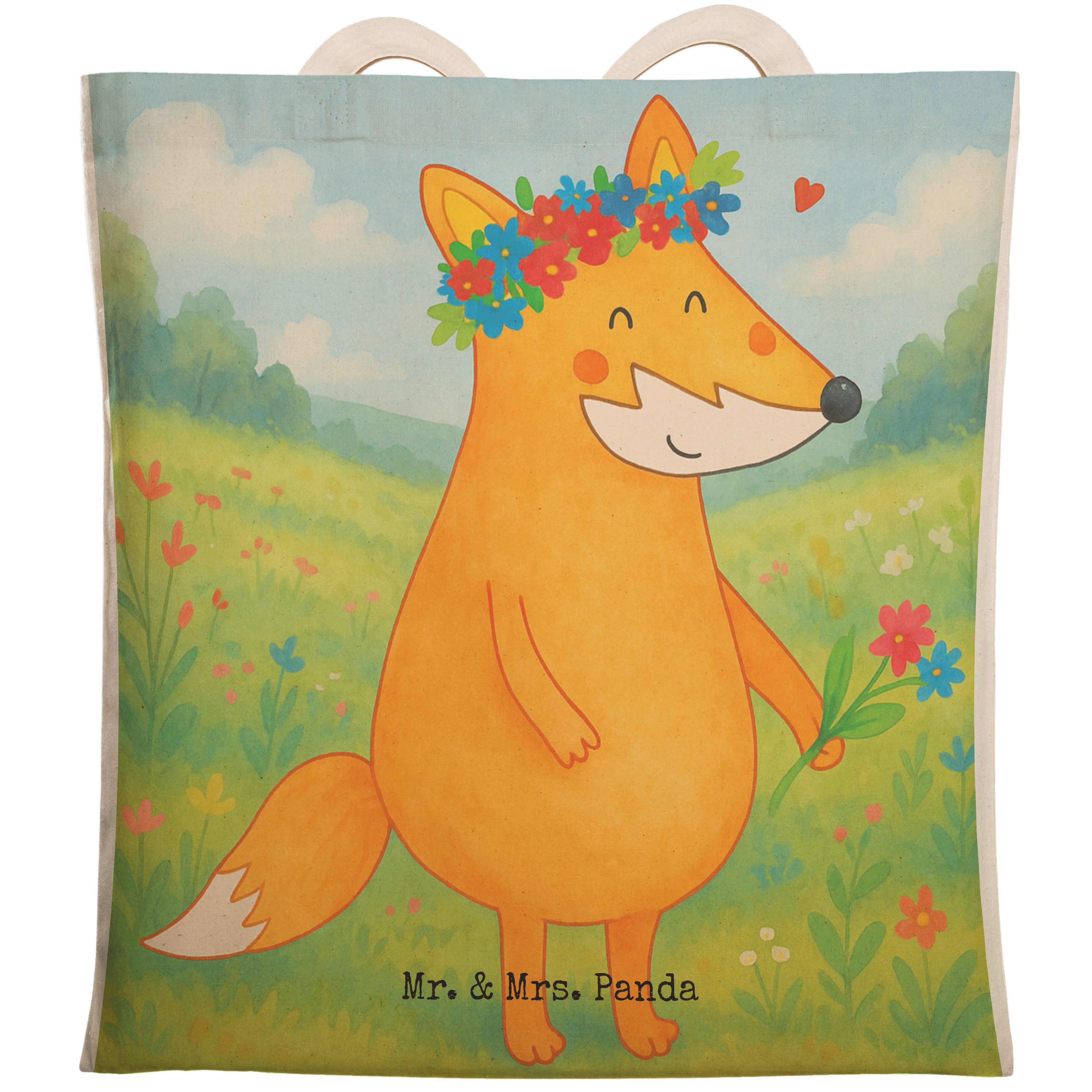 Tragetasche Fuchs Blumen Design, Tote Bag, Weiß, shopping bag, Fox, einkaufsshopp