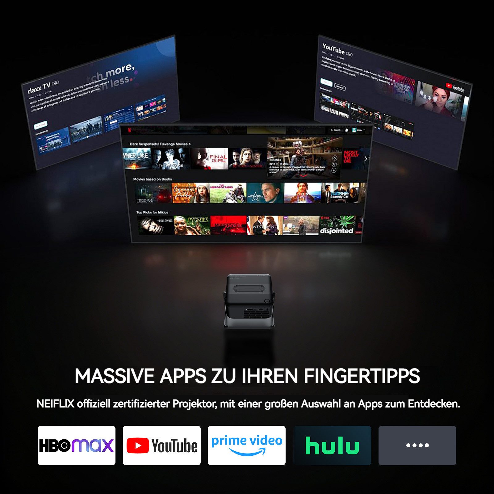 XNANO HA109 Projektor, Android 11, 130 ANSI, HD 1280*720P, WiFi 6, BT5.4 LCD-Beamer (130 lm, 10000:1, 4K (decoding support, 720P native) px, Auto-Keystone)