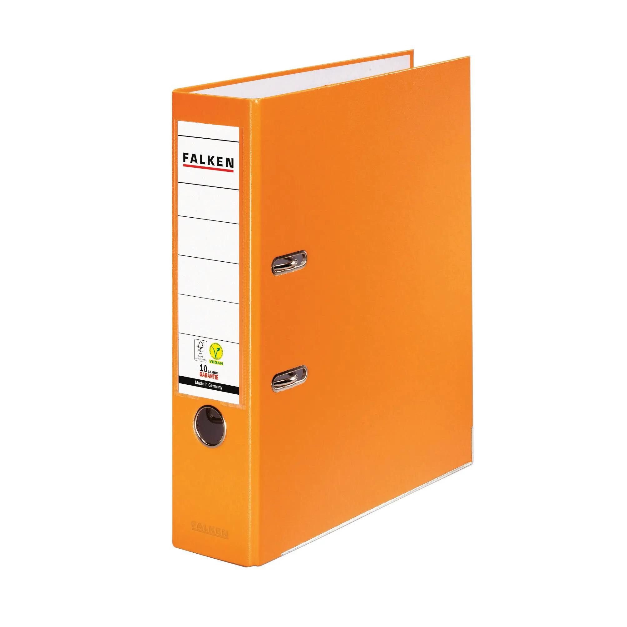 Falken Aktenordner 20x PP-Color-Ordner A4 Rücken 80mm + Einsteckschild Orange 11286721F, Ordner PP