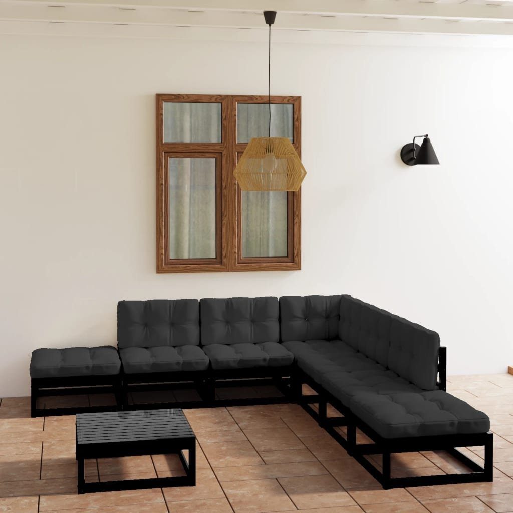 Kissen Garten-Lounge-Set mit Gartenlounge-Set Massivholz, vidaXL 8-tlg. (1-tlg) Kiefer