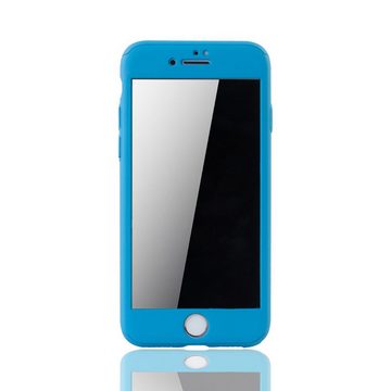 König Design Handyhülle Apple iPhone 8, Apple iPhone 8 Handyhülle 360 Grad Schutz Full Cover Blau