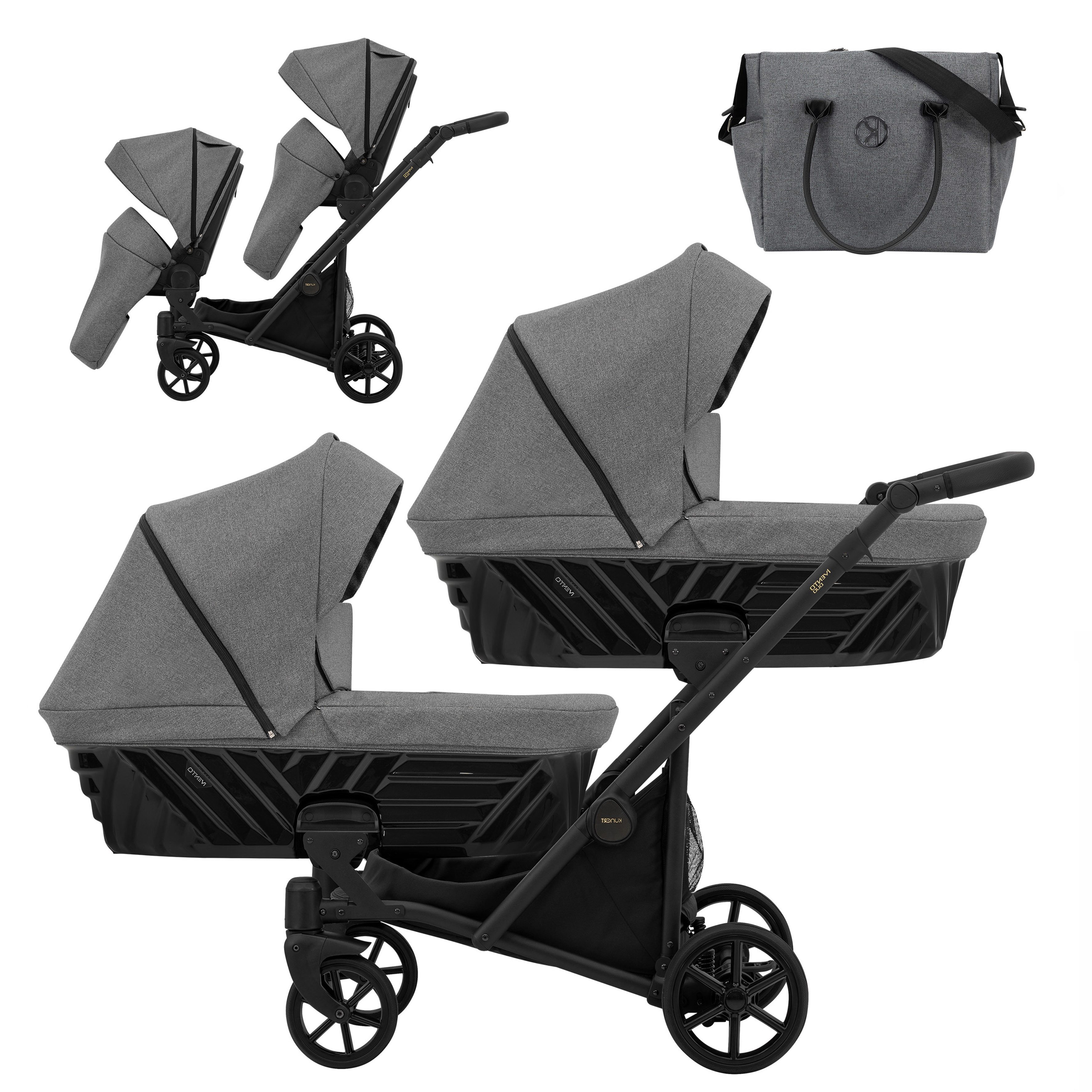Zwillings-Kombikinderwagen Faster Duo 2 in 1 inkl. Sportsitze und Zubehör in 4 Farben