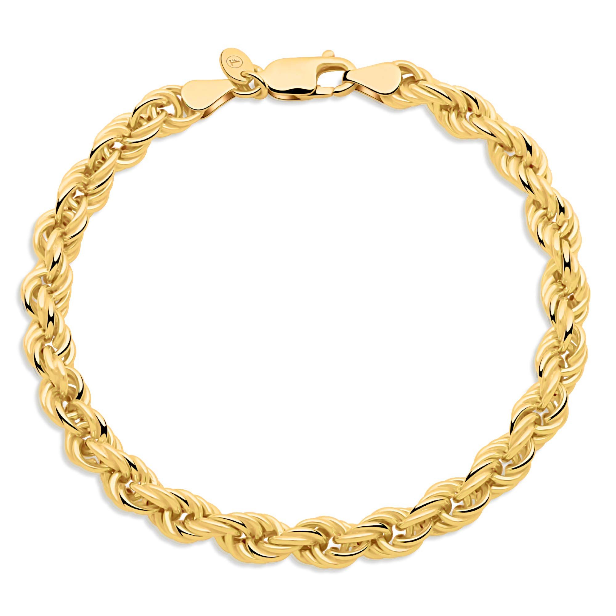 Tony Fein Charm-Einhänger Tony Fein Kordelarmband 6 mm Echt 585er Vergoldet Massiv