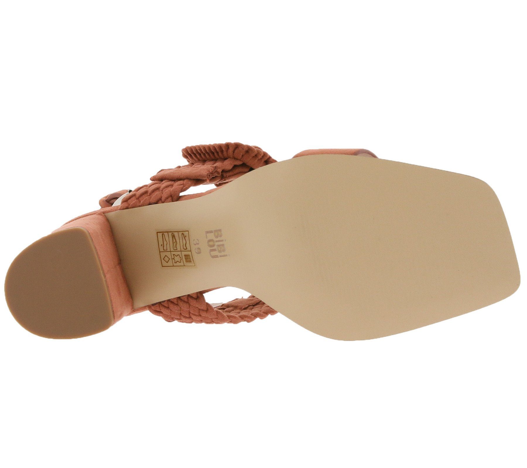 Bibi Lou BIBI LOU Absatz-Sandalen Dunkelrosa schicke mit Damen Sandalette geflochtenen Outdoorschuh Freizeit-Sandalette Verzierungen