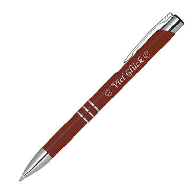 Livepac Office Kugelschreiber Kugelschreiber mit Gravur "Viel Glück" / aus Metall / Farbe: bordeaux