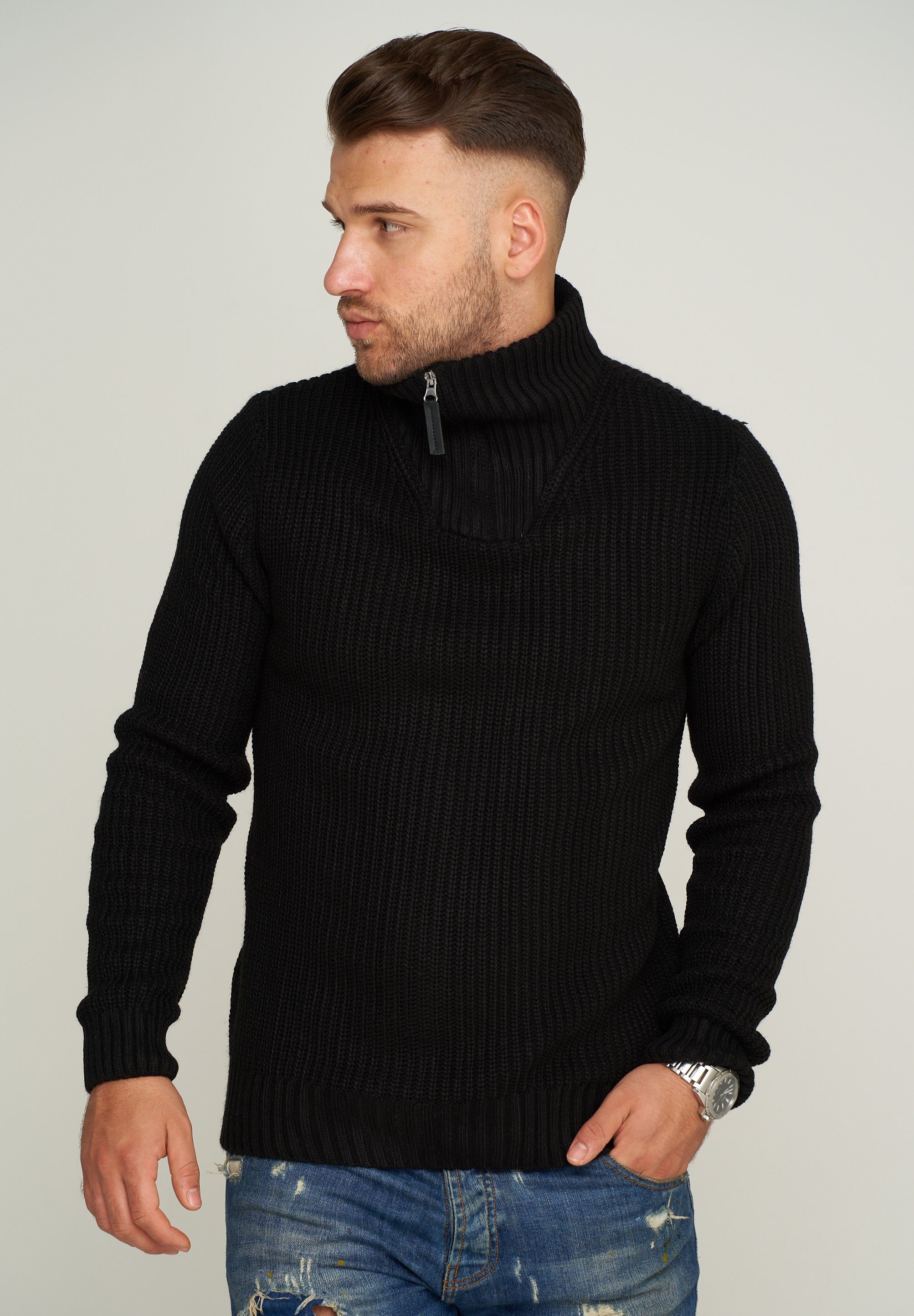 behype Strickpullover MKZIP78 mit praktischer Reißverschlussleiste