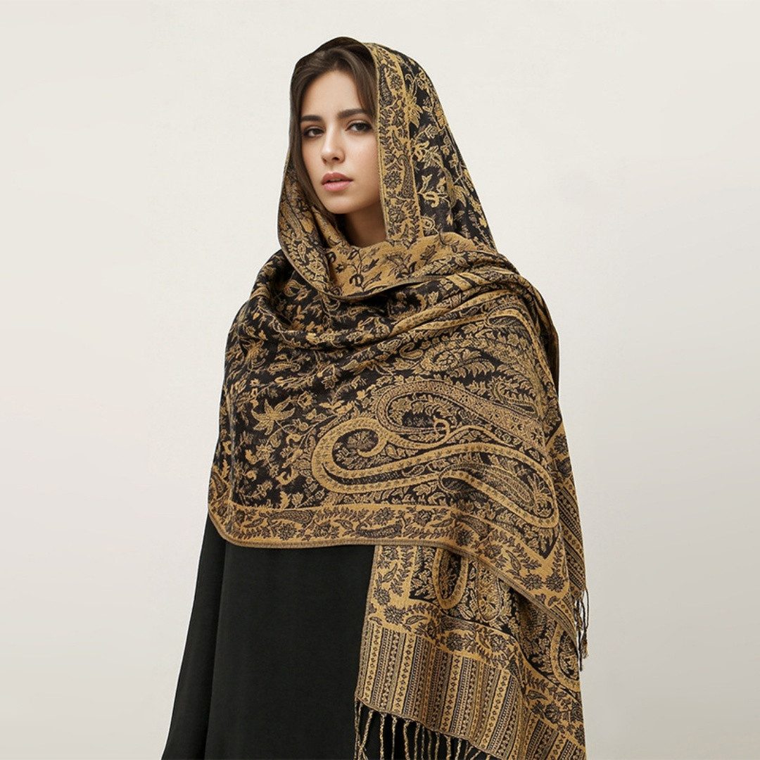 nsihing Modeschal Warmer Schal für Damen, Weiches Tuch in Kaschmir-Optik, Lange, große warme Stola mit Quasten für Herbst und Winter – Bild 2 von 3