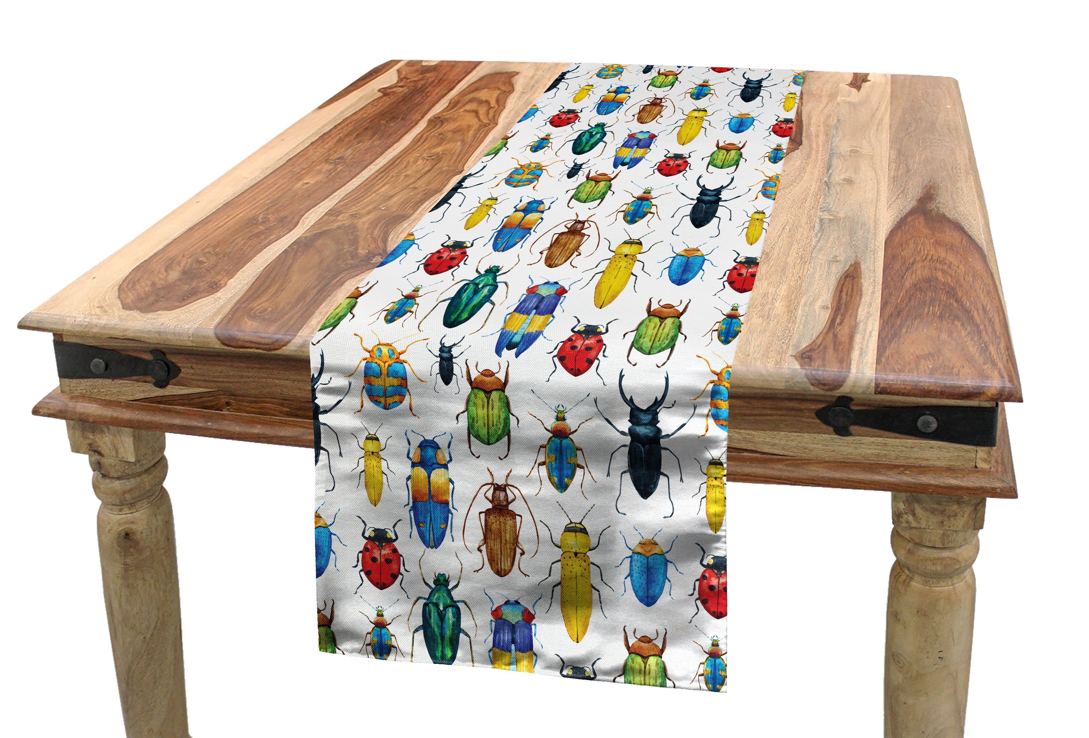 Abakuhaus Tischläufer Esszimmer Küche Rechteckiger Dekorativer Tischläufer, Insekten Bunte Insekten