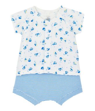 Petit Bateau Wickelbody Petit Bateau Kombination 2 Teiler allover Boote blau weiß