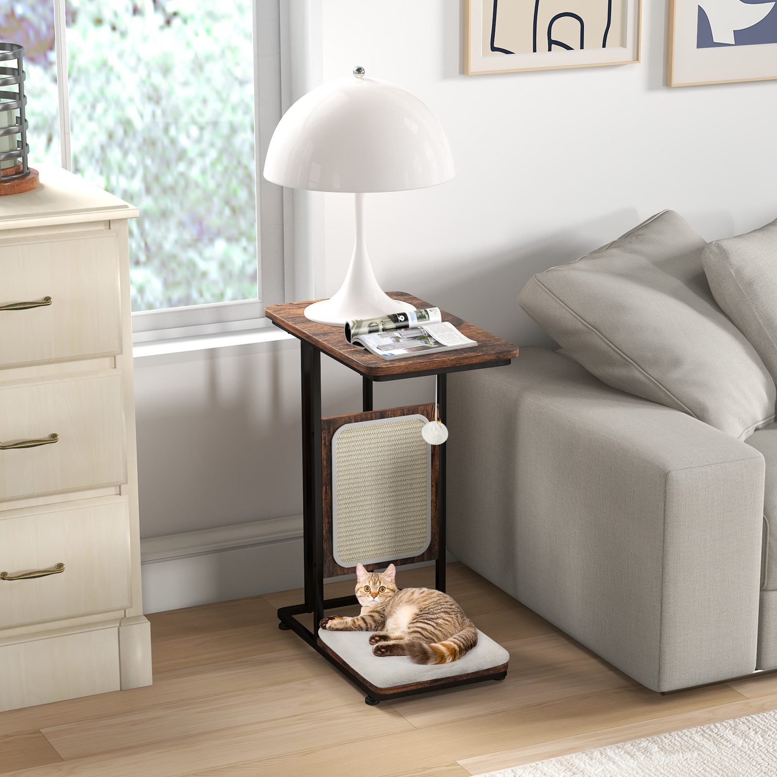 KOMFOTTEU Kratzbaum Beistelltisch, C-förmiger Katzentisch mit günstig online kaufen