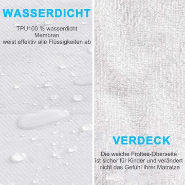 Matratzenschoner Wasserdichter Matratzenschoner Atmungsaktive Matratzenauflage HAUSS SPLOE, mit 4 Eckgummis Elastisch für Matratzenhöhe 15cm bis 30 cm