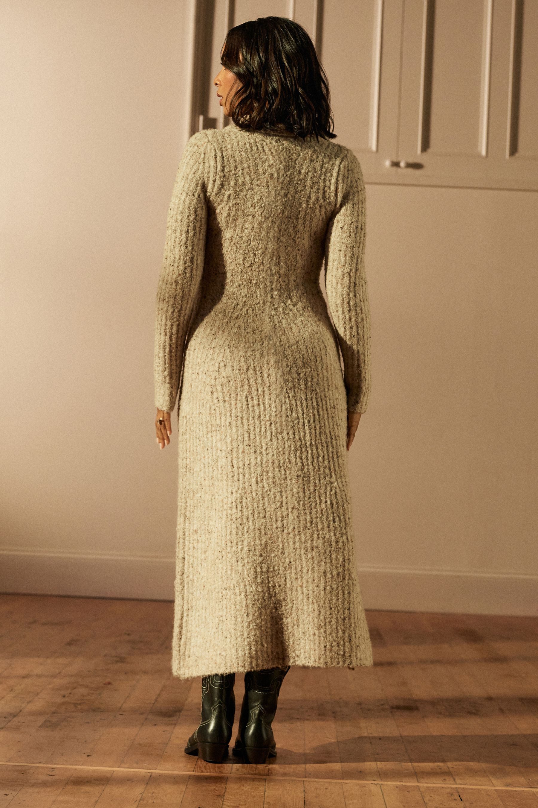 Next Strickkleid Henley Maxi-Strickkleid mit Polokragen günstig online kaufen