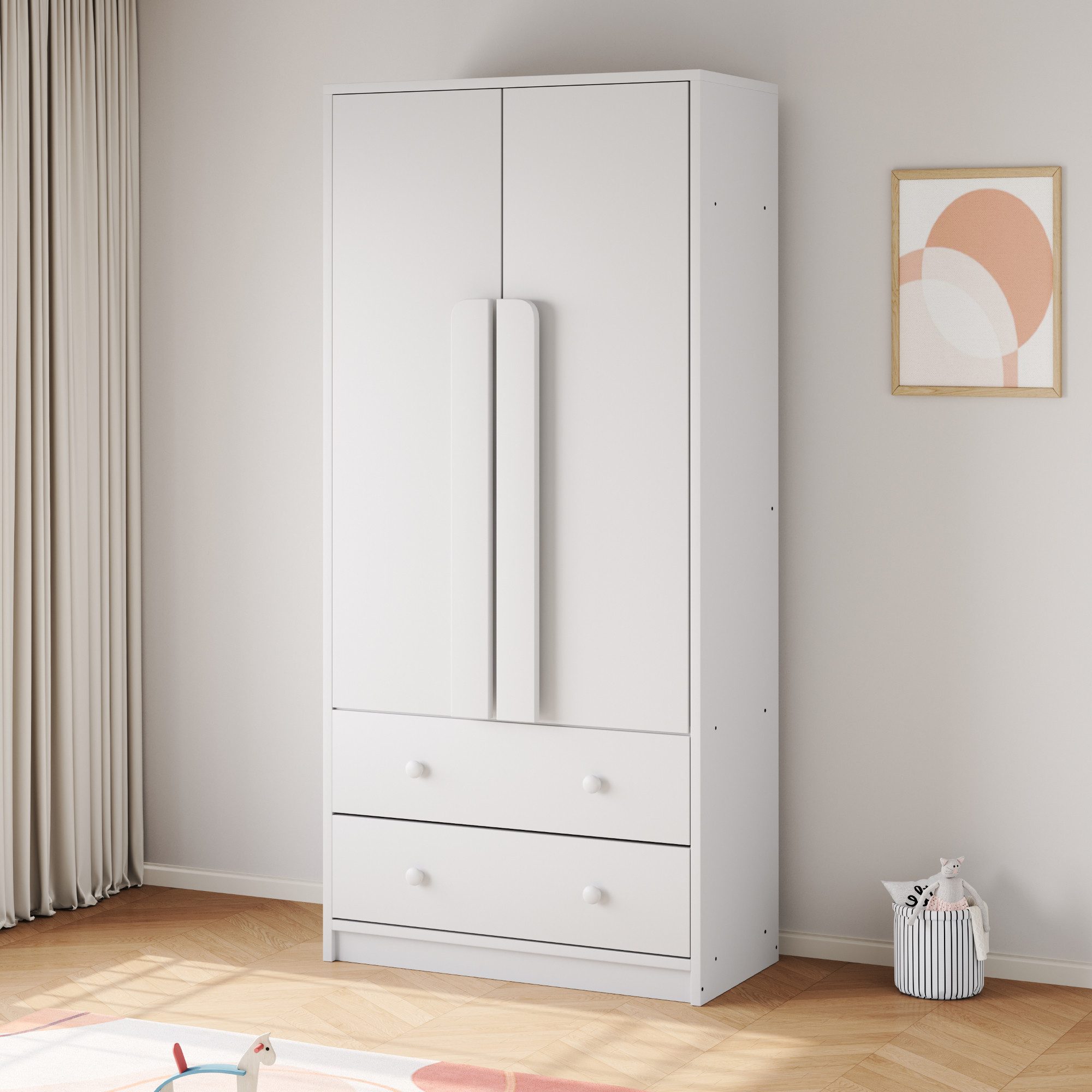 Flieks Kleiderschrank Doppeltür-Design Kleiderschrank 70x40x170cm mit 2 Sch günstig online kaufen