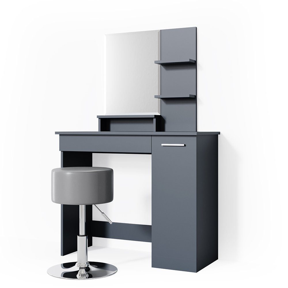 Vicco Schminktisch Julia, Anthrazit, 90 cm mit Hocker