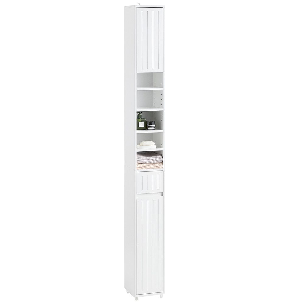 SoBuy Hochschrank mit 5 Fächern Badschrank mit 1 Schublade Weiß BZR160-W günstig online kaufen