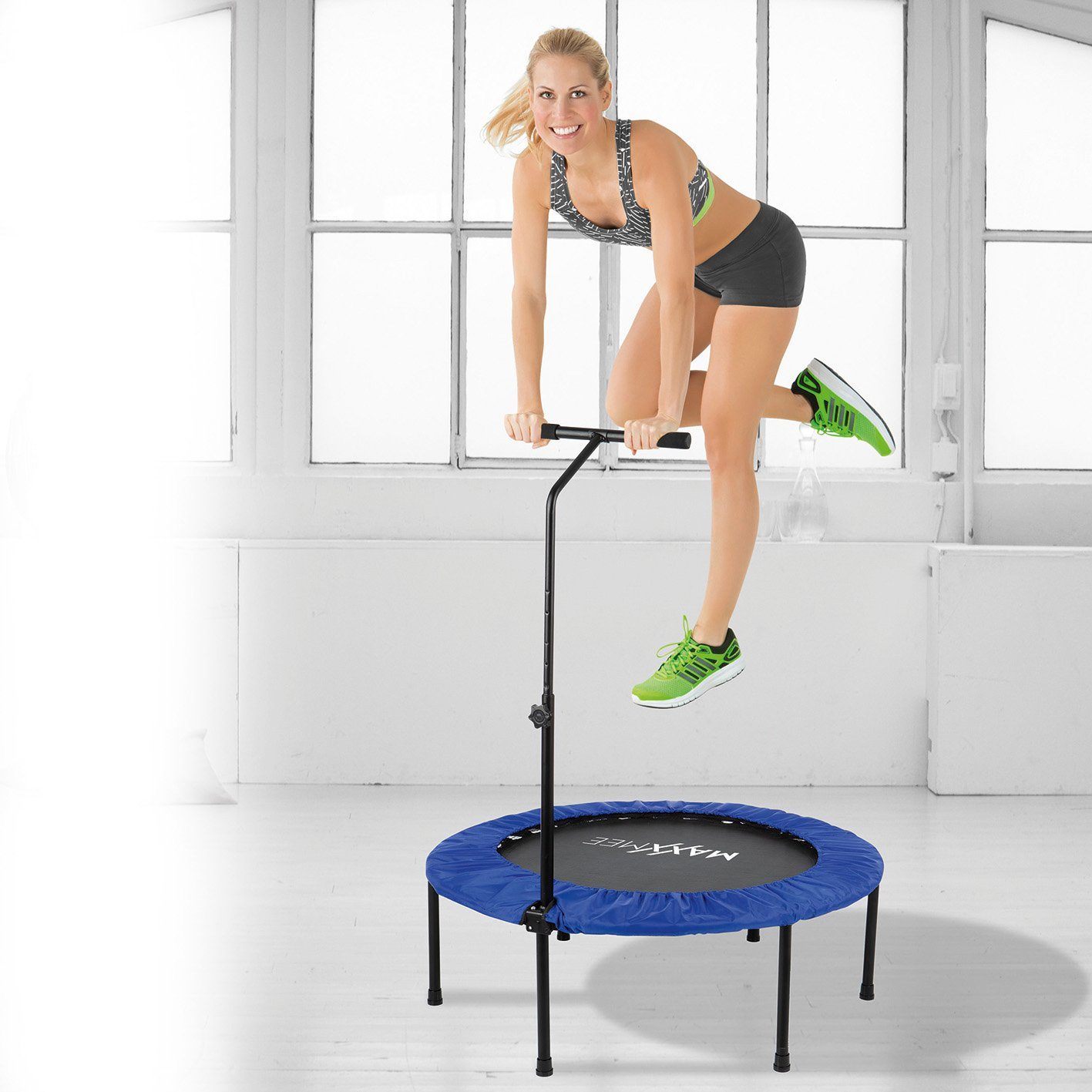 MAXXMEE Fitnesstrampolin »Jumping - höhenverstellbarer Haltestange  blau/schwarz« online kaufen | OTTO