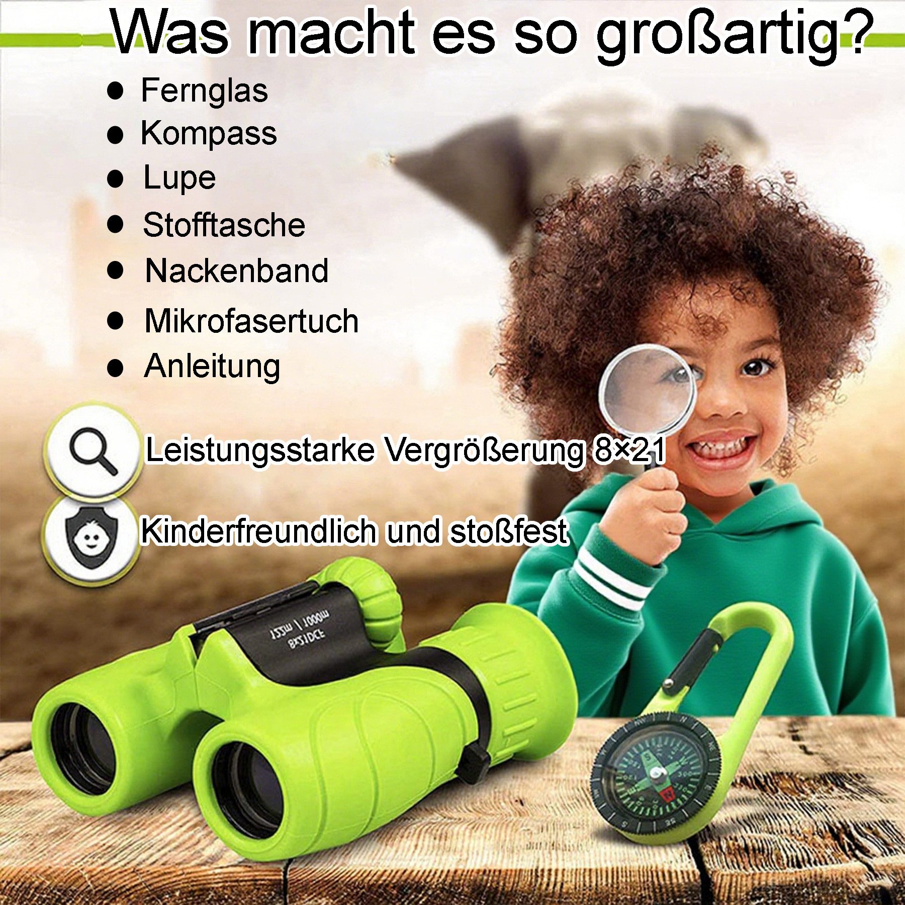 Mutig Outdoor-Spielzeug Fernglas für Kinder, 8x21 Starke Vergrößerung, HD F günstig online kaufen
