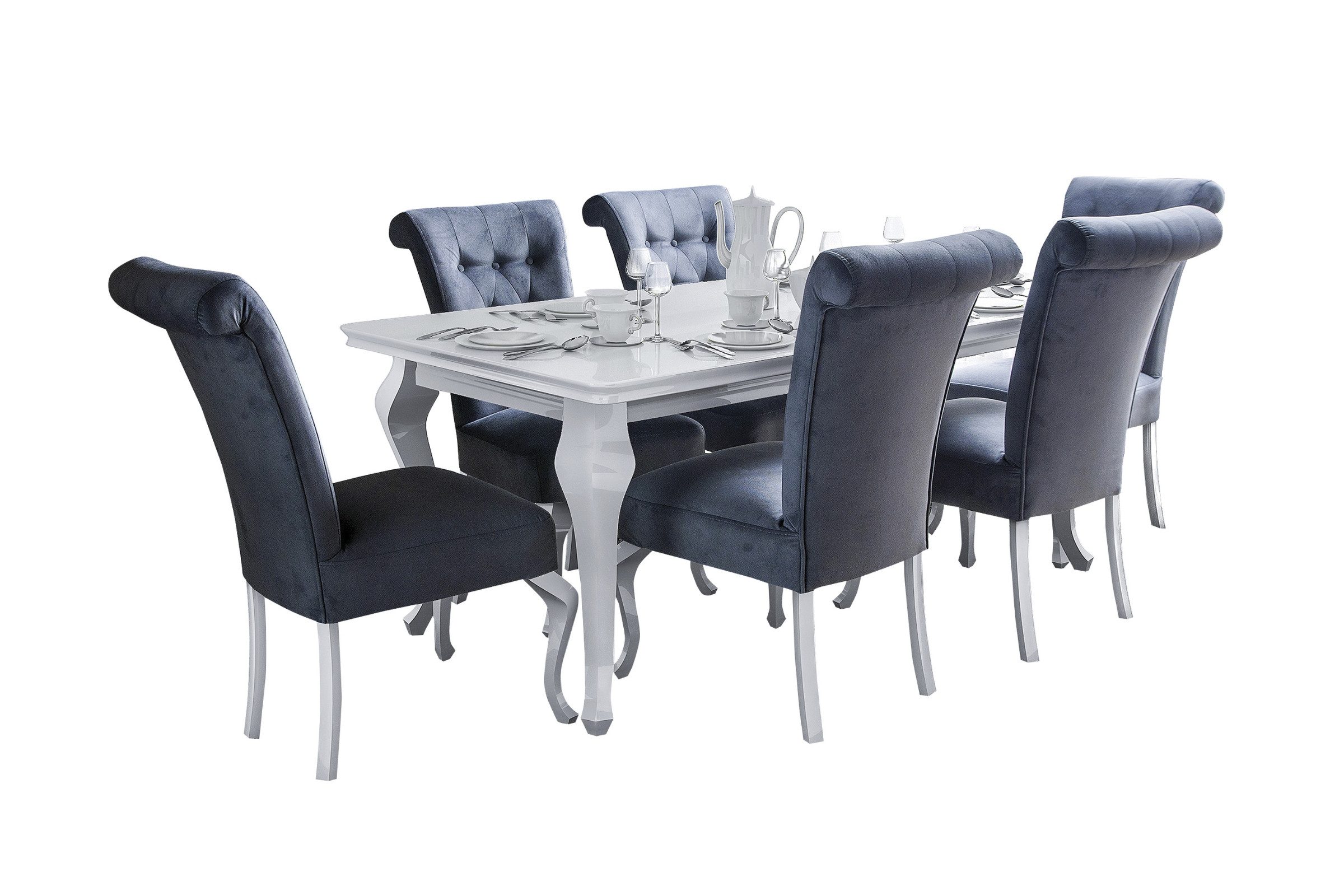 Deine Möbel 24 Essgruppe LUISE Tischgruppe Glamour Tisch mit 4 / 6 Stühlen günstig online kaufen