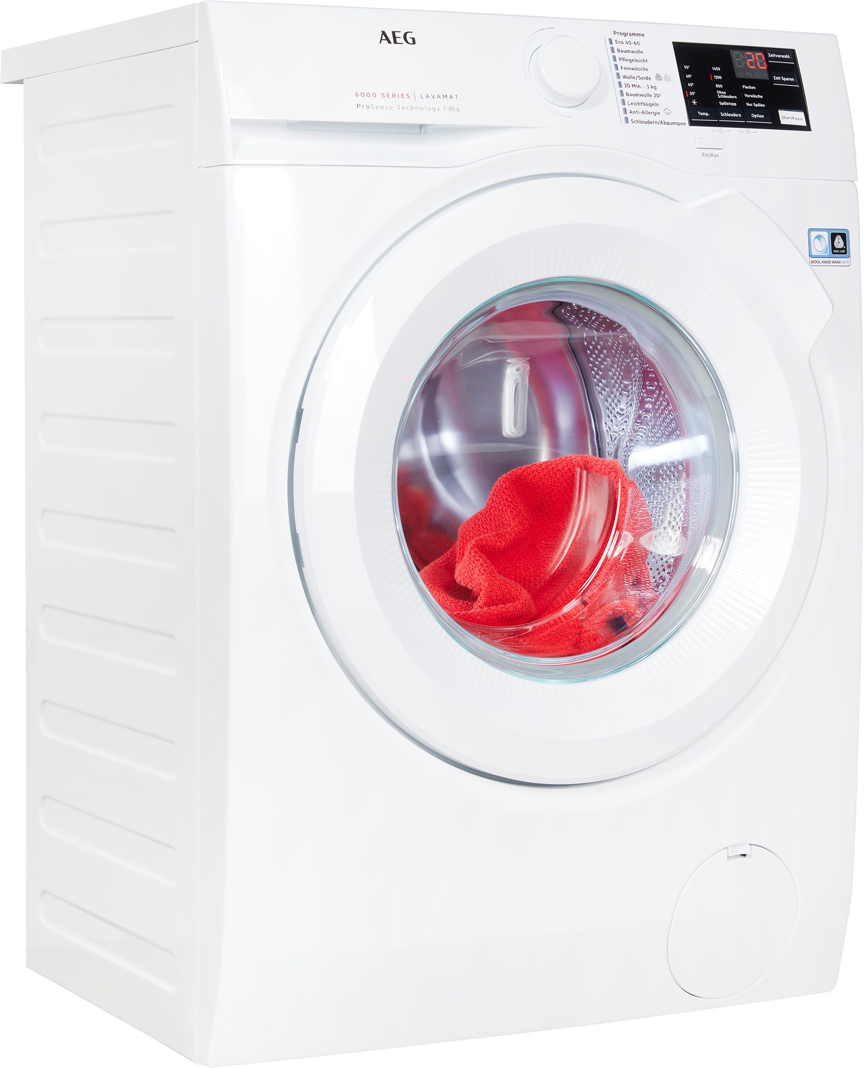 AEG Waschmaschine Serie 1400 6000 Hygiene-/ mit U/min, Anti-Allergie kg, L6FB480FL, Programm Dampf 8