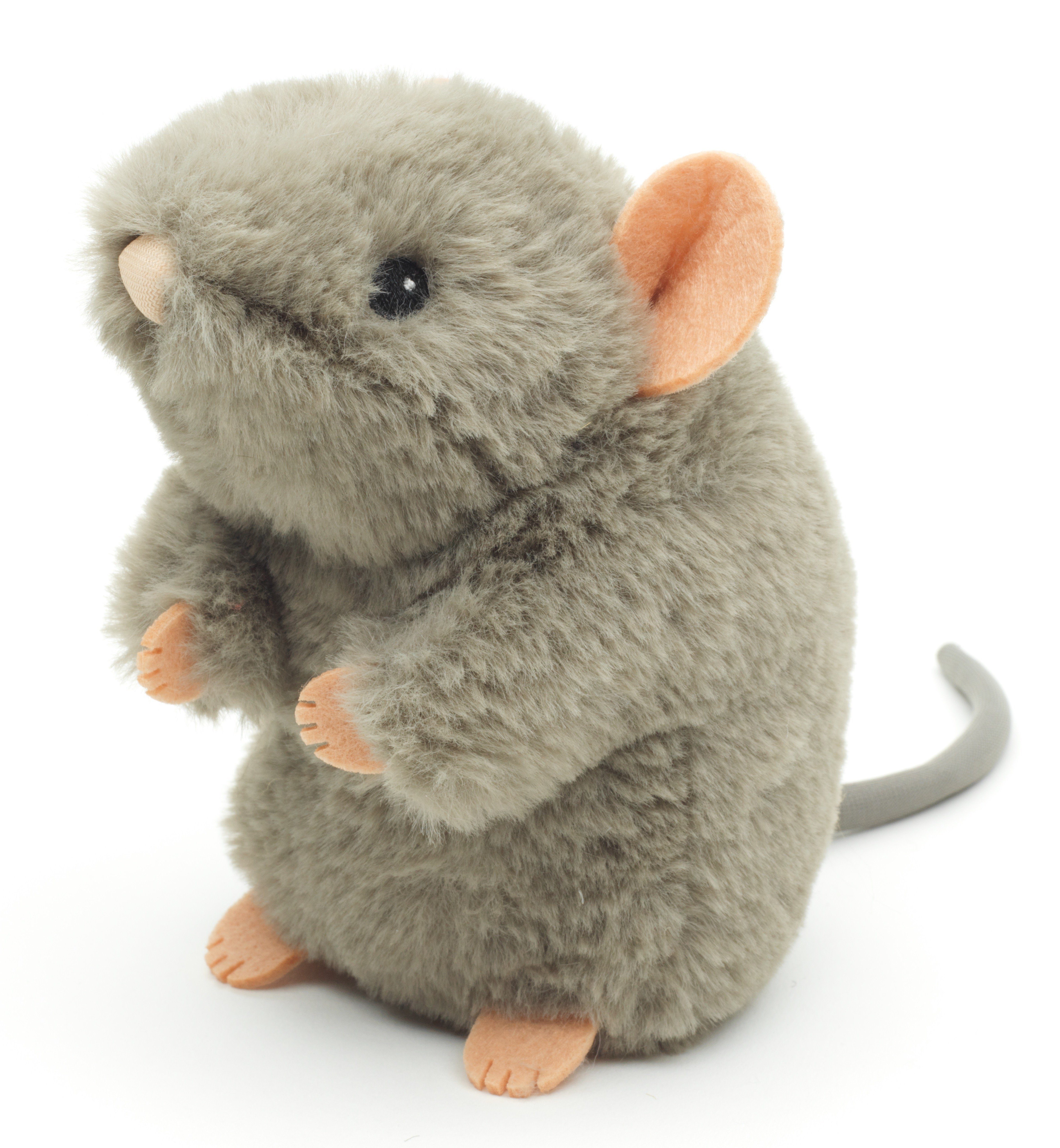 Uni-Toys Kuscheltier Maus grau, stehend - 15 cm (Höhe) - Plüsch, Plüschtier, Uni-Toys Eco-Line - zu 100 % aus recyceltem Material gefertigt